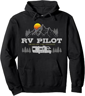 Motorhome Pilots Vintage Mountain Camping Road Trip Pullover Hoodie