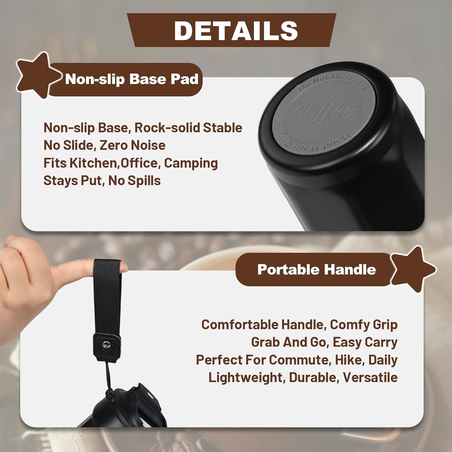 Insulated Coffee Tumbler 15.2oz 450ml Travel Coffee Mug 316 Stainless Steel Direct Drink Opening Leakproof Lid Reusable Insulated Coffee Mug Hot and Cold Ideal Travel Mug for Coffee Lover - Image 5