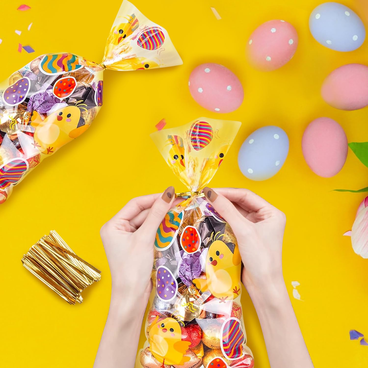 100 Pièces Sacs à Biscuits De Pâques,Sacs Bonbons Pâques,Pâques Sachets