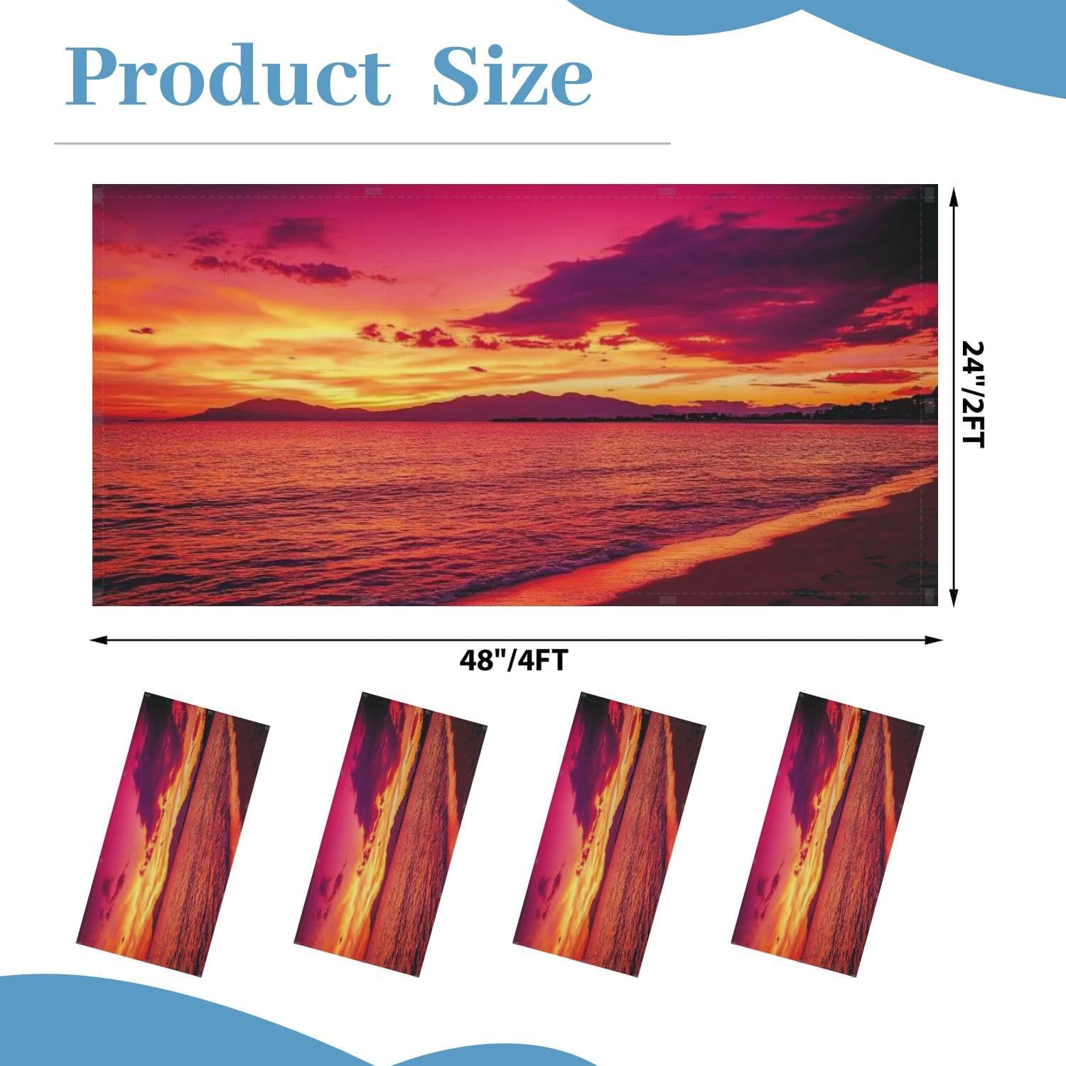 Fluorescent Light Covers for Ceiling Lights Seascape Evening Sunset Landscape Aegean sea Easy to Install Magnetic Light Filter for Classroom Office Hospitals School Home Decor