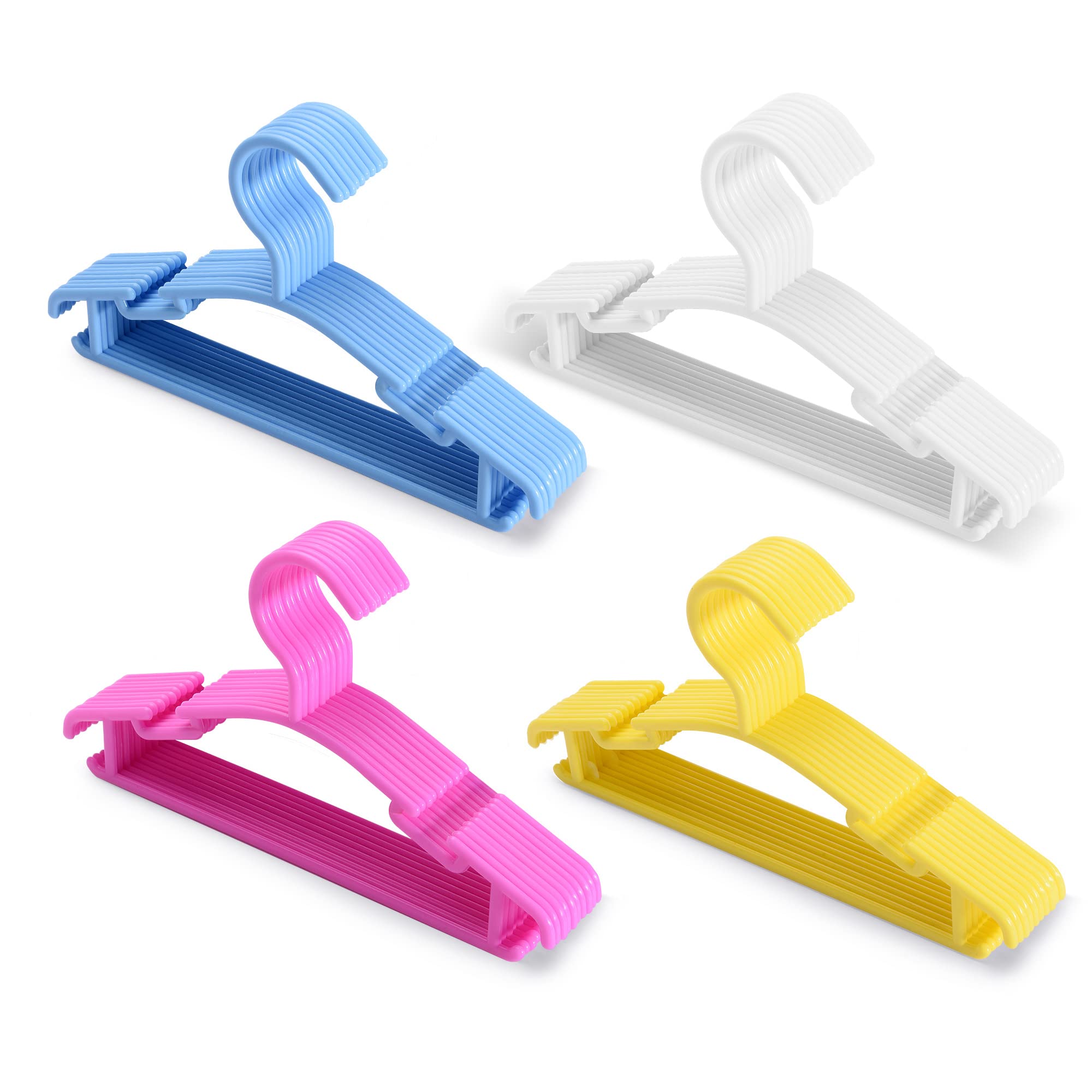MosearonBaby Hangers 40Pcs, Kids Hangers, Plastic Hangers Non Slip, Clothes Hanger, Toddler Hangers, Infant Hangers, Child Hangers for Nursery, 40 Pcs, Blue White Pink Black