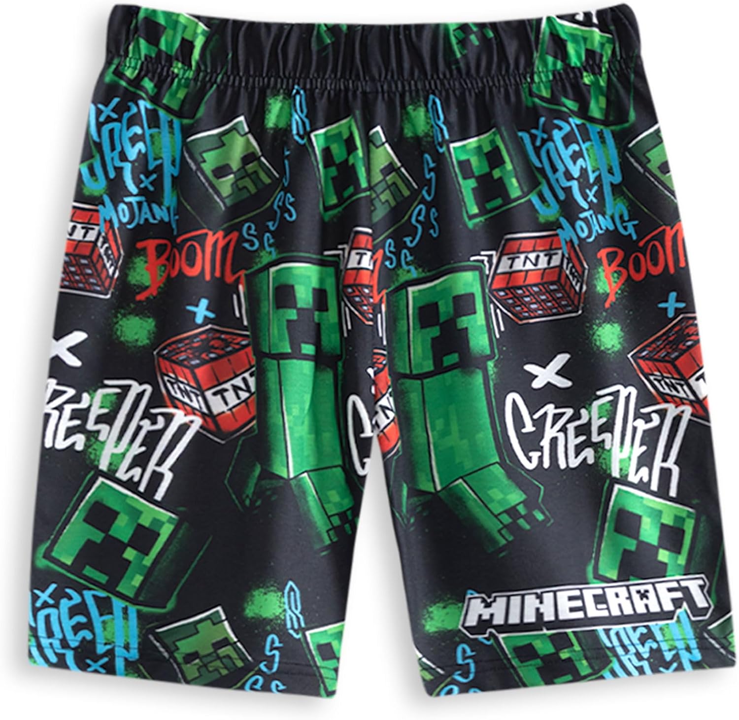 Minecraft Boys 2 Pack Pyjama Set Long OR Short Option | Children Graffiti Print Multi-Pack PJs | Kids Night Bottoms and Tops