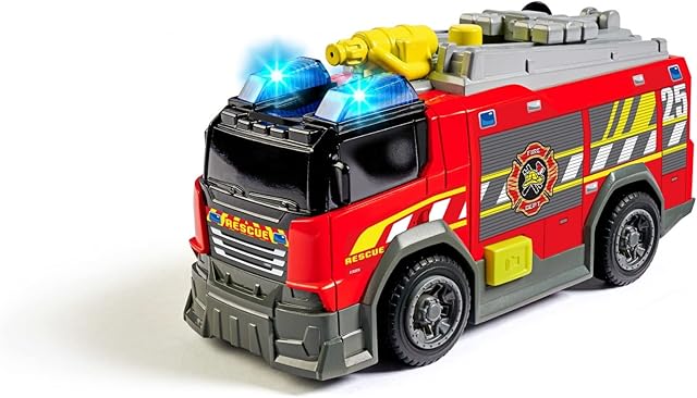 Dickie Toys Samochód strażacki  z prawdziwym rozpryskiwaniem wody, syreną i światłem, wolnobieg, 15 cm długości, zabawka dla dzieci od 3 lat