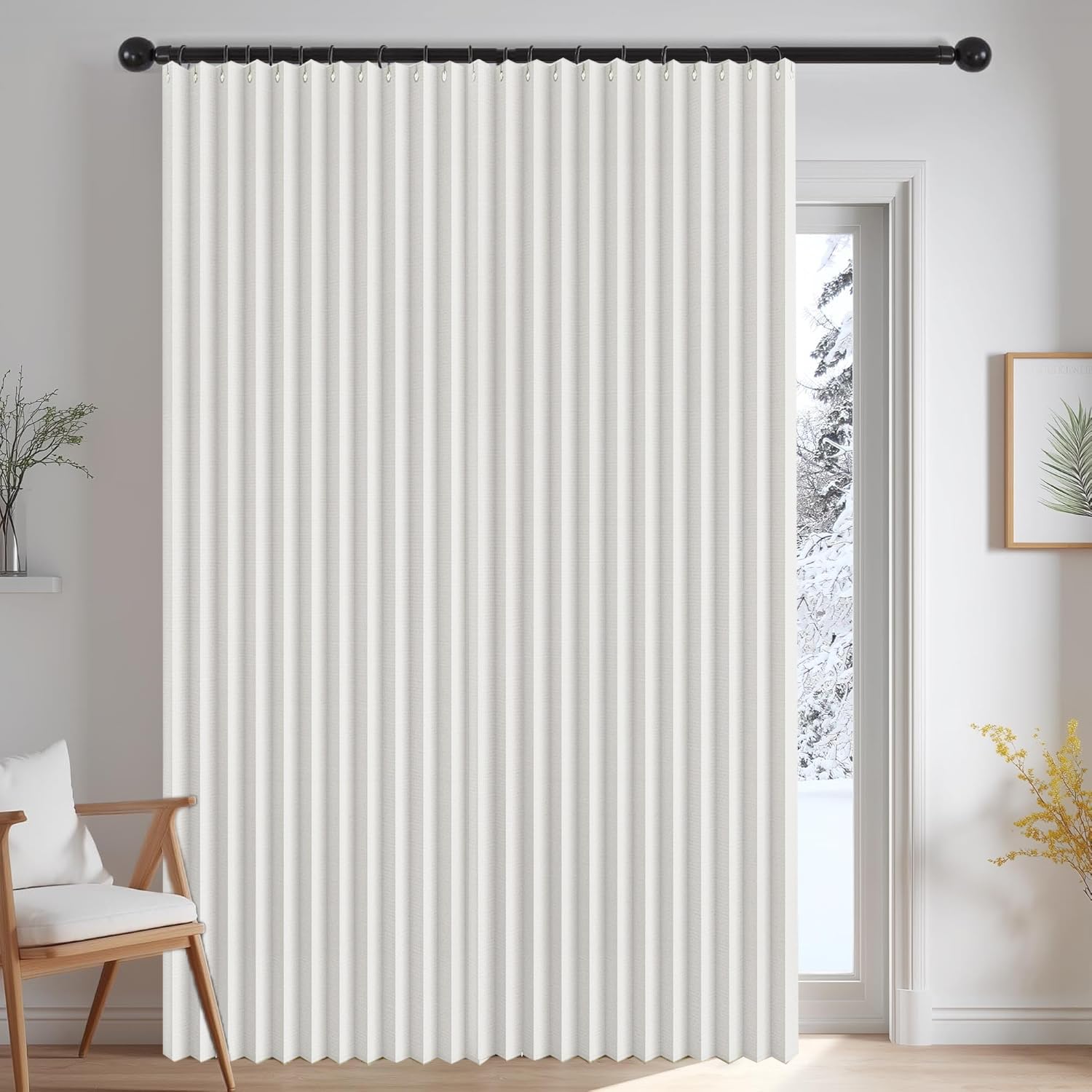 Cortinas Plisadas Invisibles aíslan del frío y del Calor, Ideales para Separar Habitaciones.-White- W180xH200cm