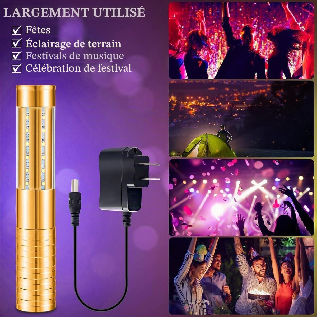 Lot de 2 lampes LED stroboscopiques réutilisables rechargeables pour bar, club, anniversaire, mariage, fête