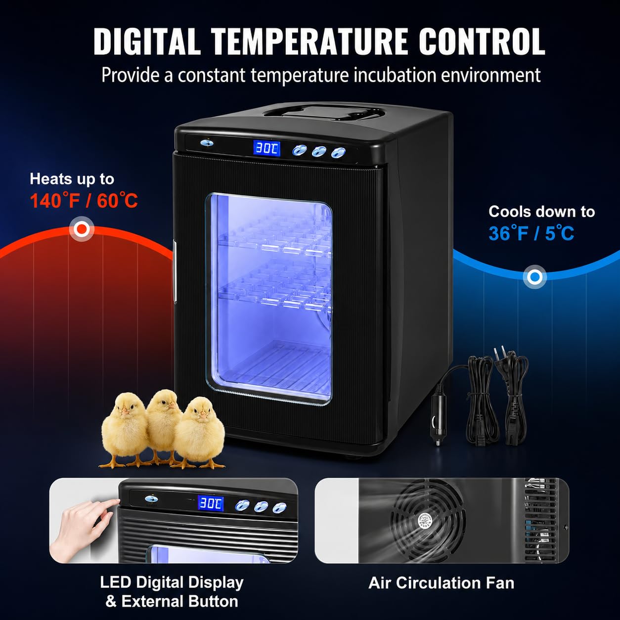 Incubadora digital de huevos para aves de corral y reptiles, capacidad de 25 litros, control avanzado de calefacción, máquina de incubación automática para uso doméstico