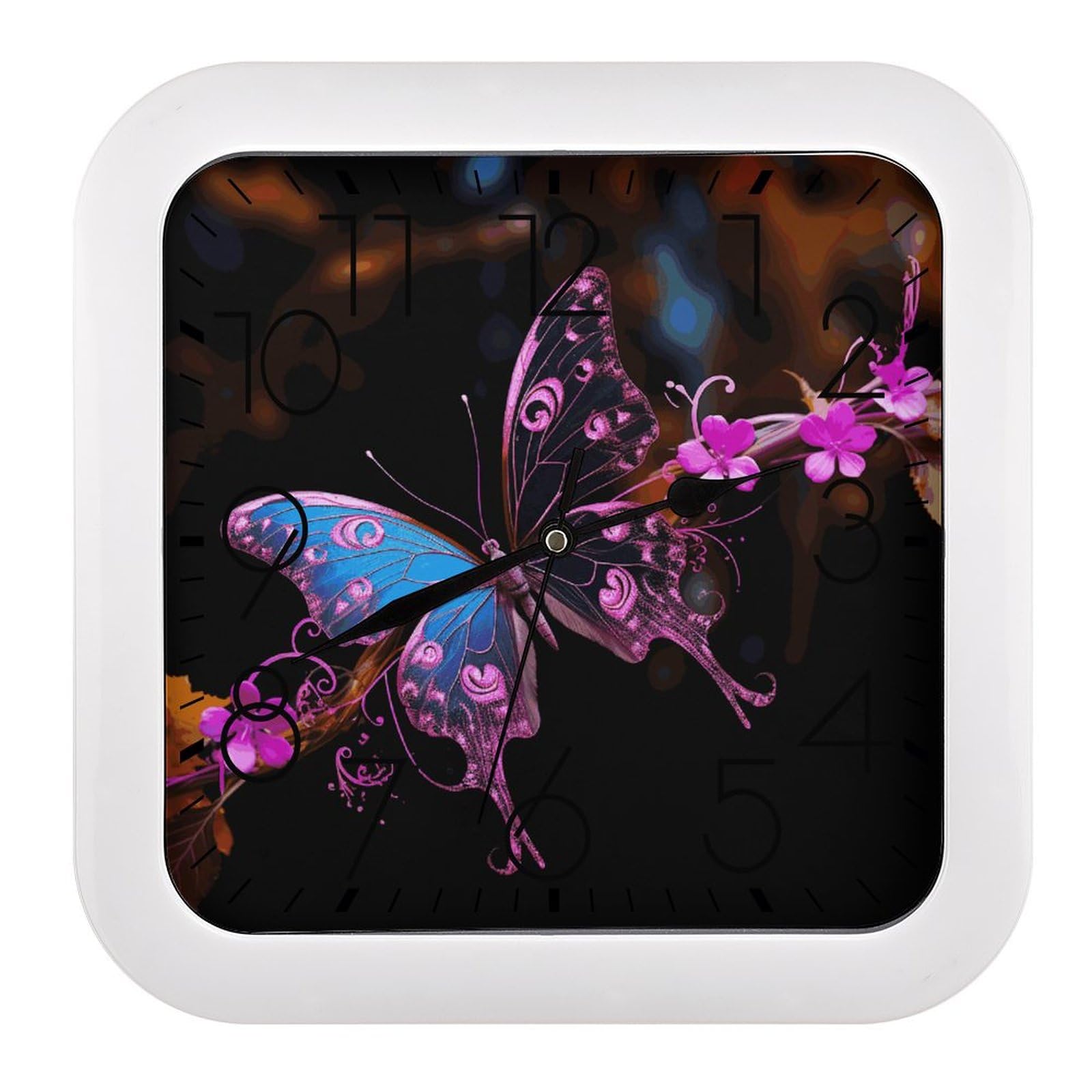 Horloge murale en plastique carrée de 25,4 cm sans tic-tac stressant