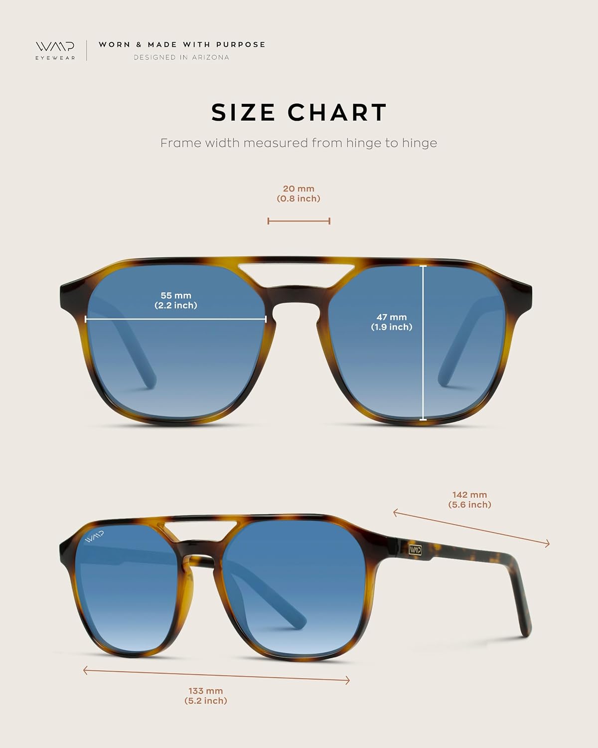WearMe Pro Polarized Double-Bridge Large Rectangular Unisex Sunglasses