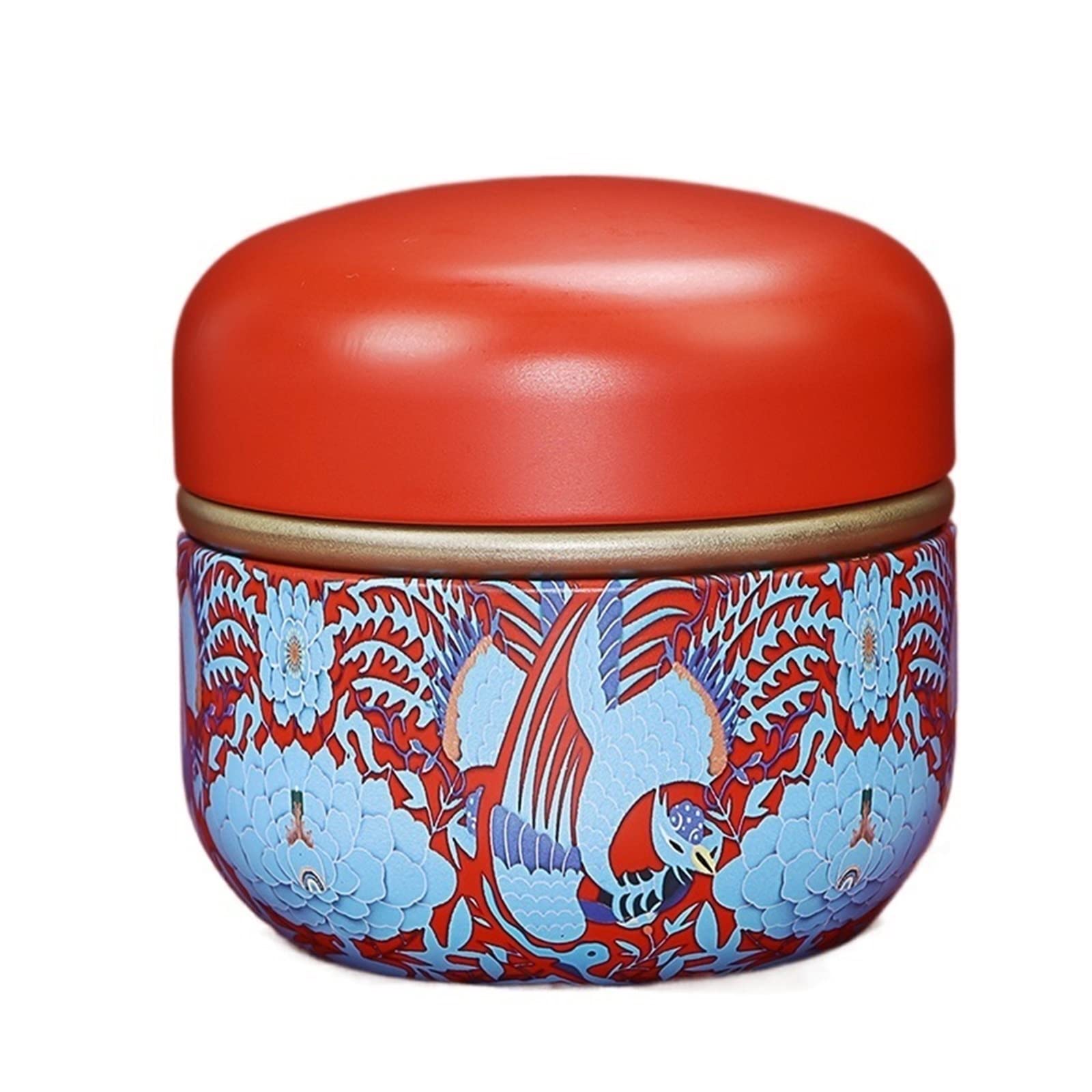 JINGYAN Tea Storage Jars Dampproof Container Round Tinplate Tea Caddy Nuts Candy Snacks Sealed Jar Universal Packaging Box
