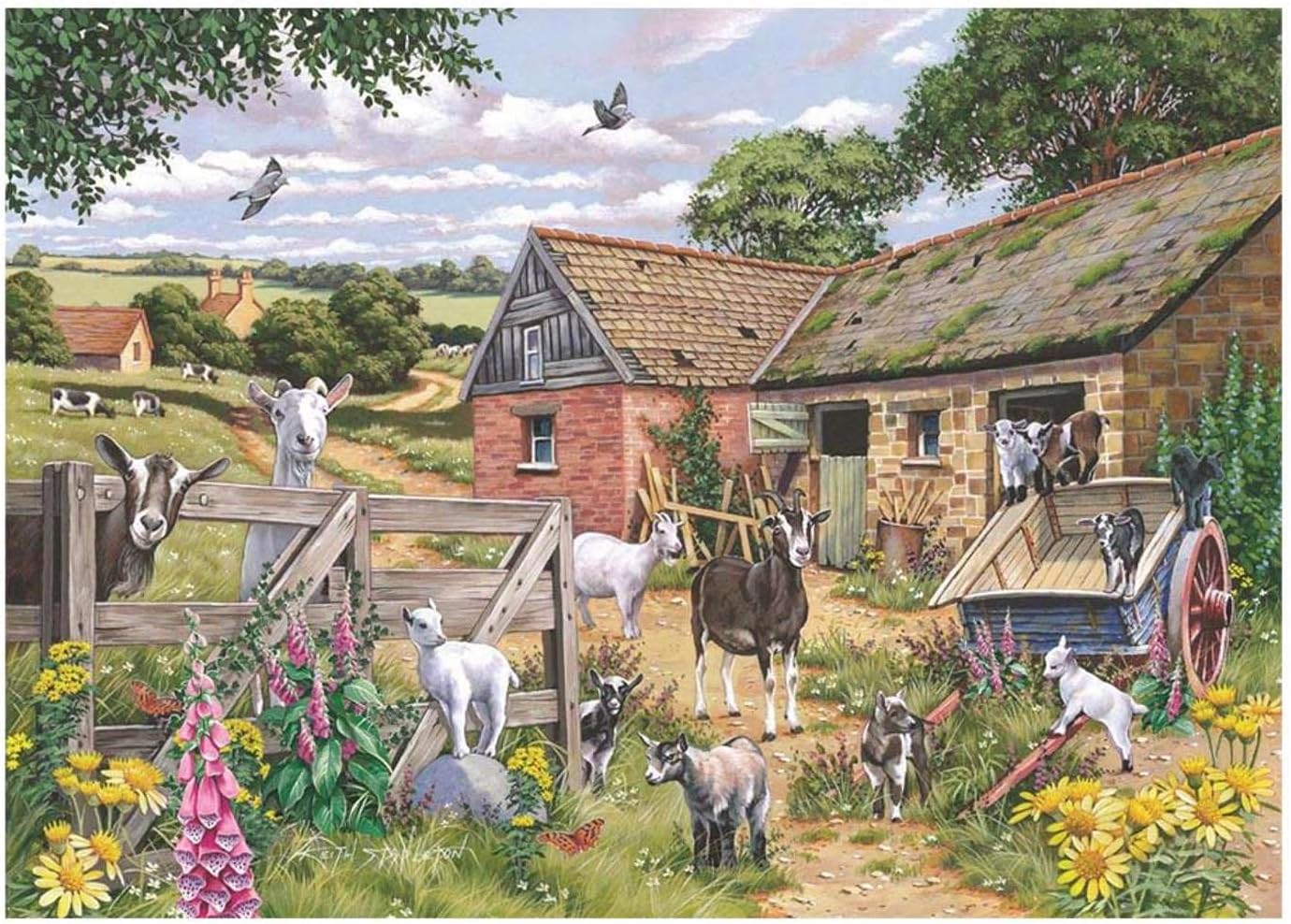 The House of Puzzles - Just Kidding Jigsaw - Big 500 Piece Jigsaws For Adults, Extra Large Pieces, Artist Illustrated, Scenic Landscape, Deluxe Puzzle Gifts