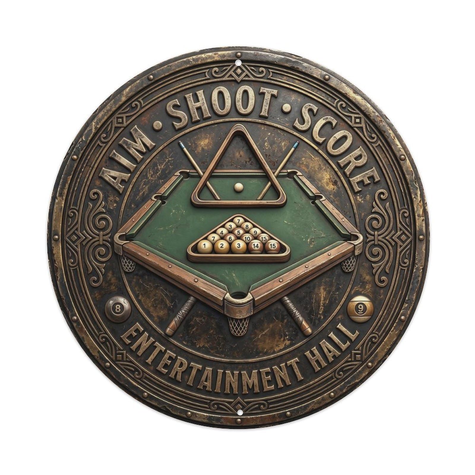 Cwbufd Vintage Style Aim Shoot Score Entertainment Hall Vintage Metal Tin Sign Plaque Wall Decor For Cafe, Club Bar, Office, Garden Metal Poster 8X8inch