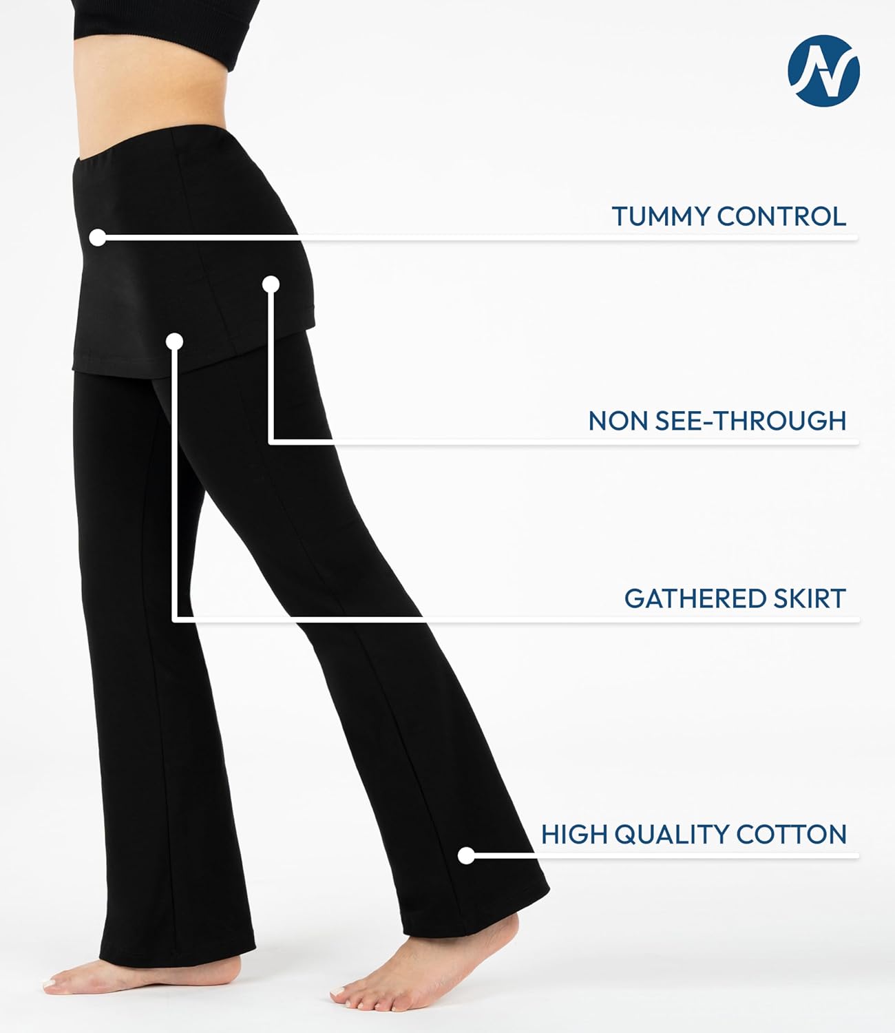 Nirlon Women's Skirted Leggings High Waisted Yoga Pants Gathered Skirt - Image 3