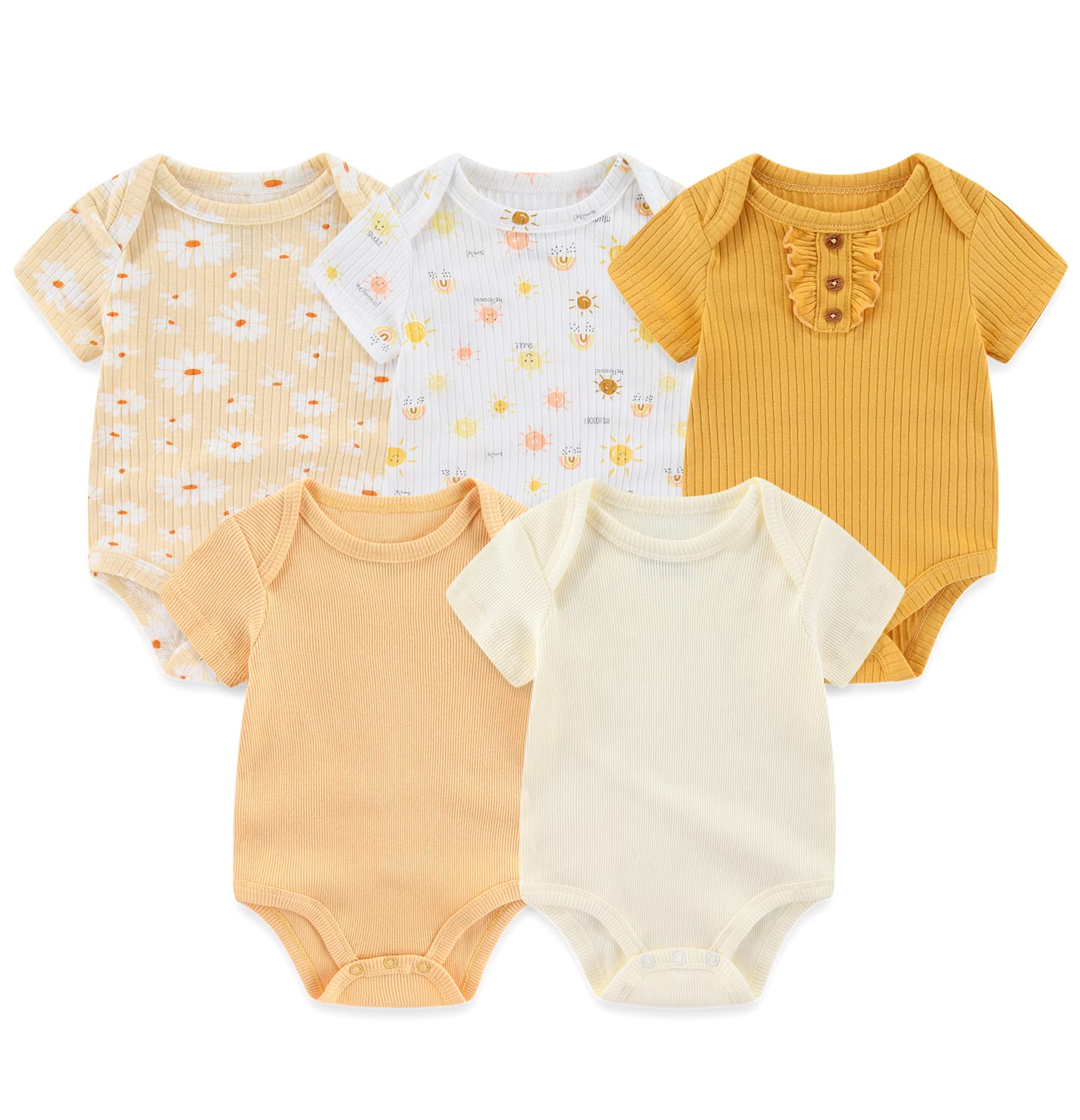 Chamie Baby Bodysuit Cotton Short Sleeve Vests for Newborn 5-Pack One-Piece Suit for Boy and Girl 0-12 Months… — view 11