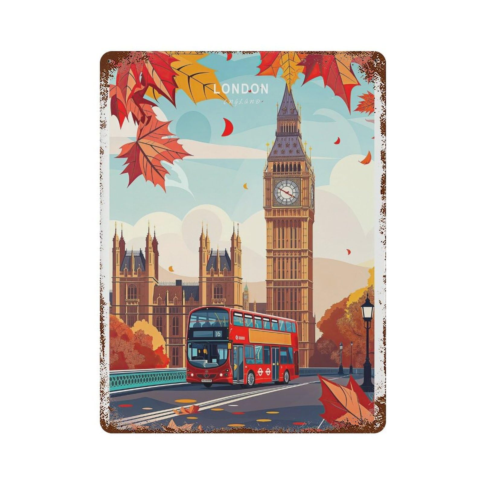 xiaoxiaoshen London England Travel Big Ben Bridge Decor, Personalised Gifts (2) Wall Decor Art Metal Tin Poster Modern Home Decor Art Home Bar Shop Decorations Vintage Sign 40x30cm