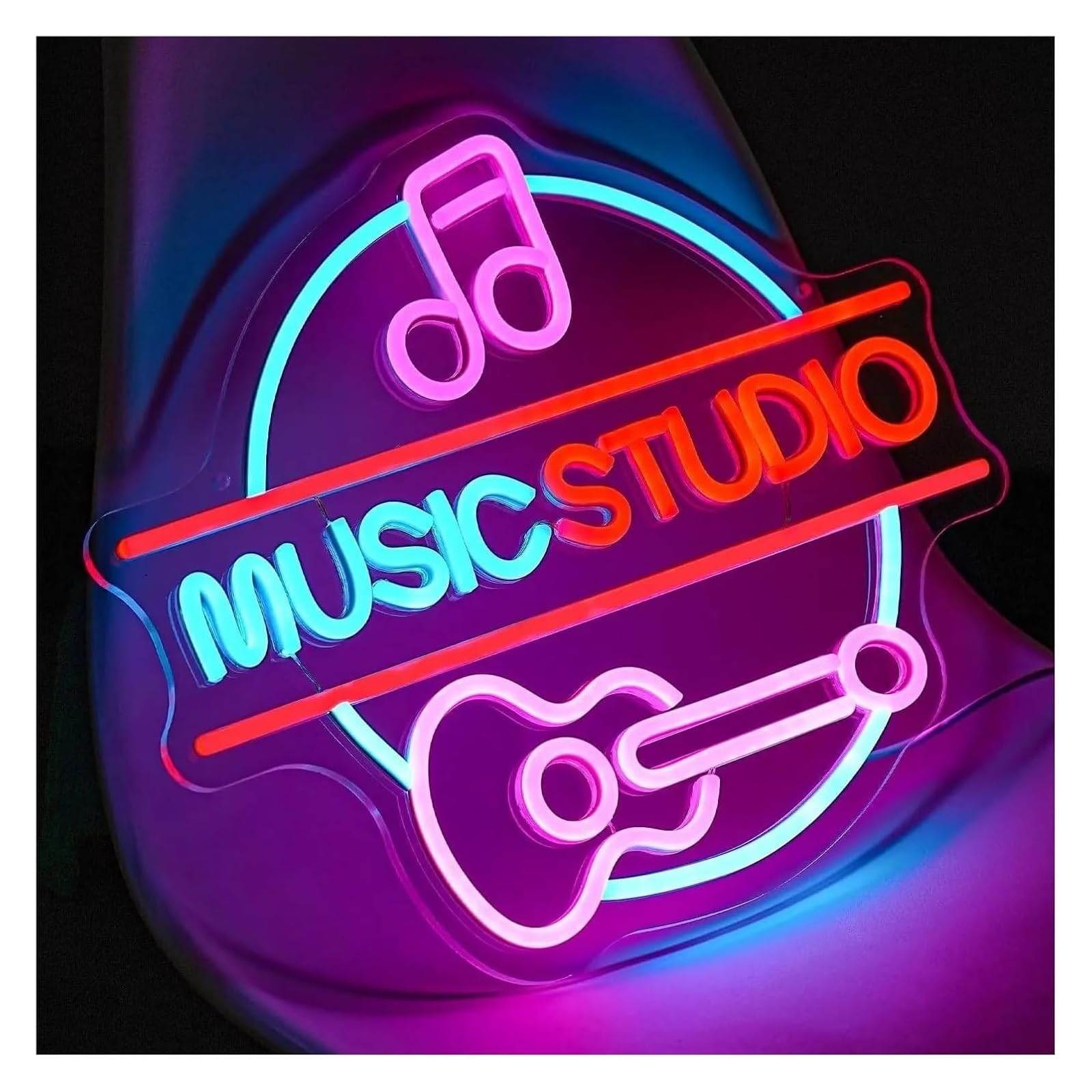 Letrero de neón para estudio música, con alimentación eléctrica, Para ideal para decorar una ventana