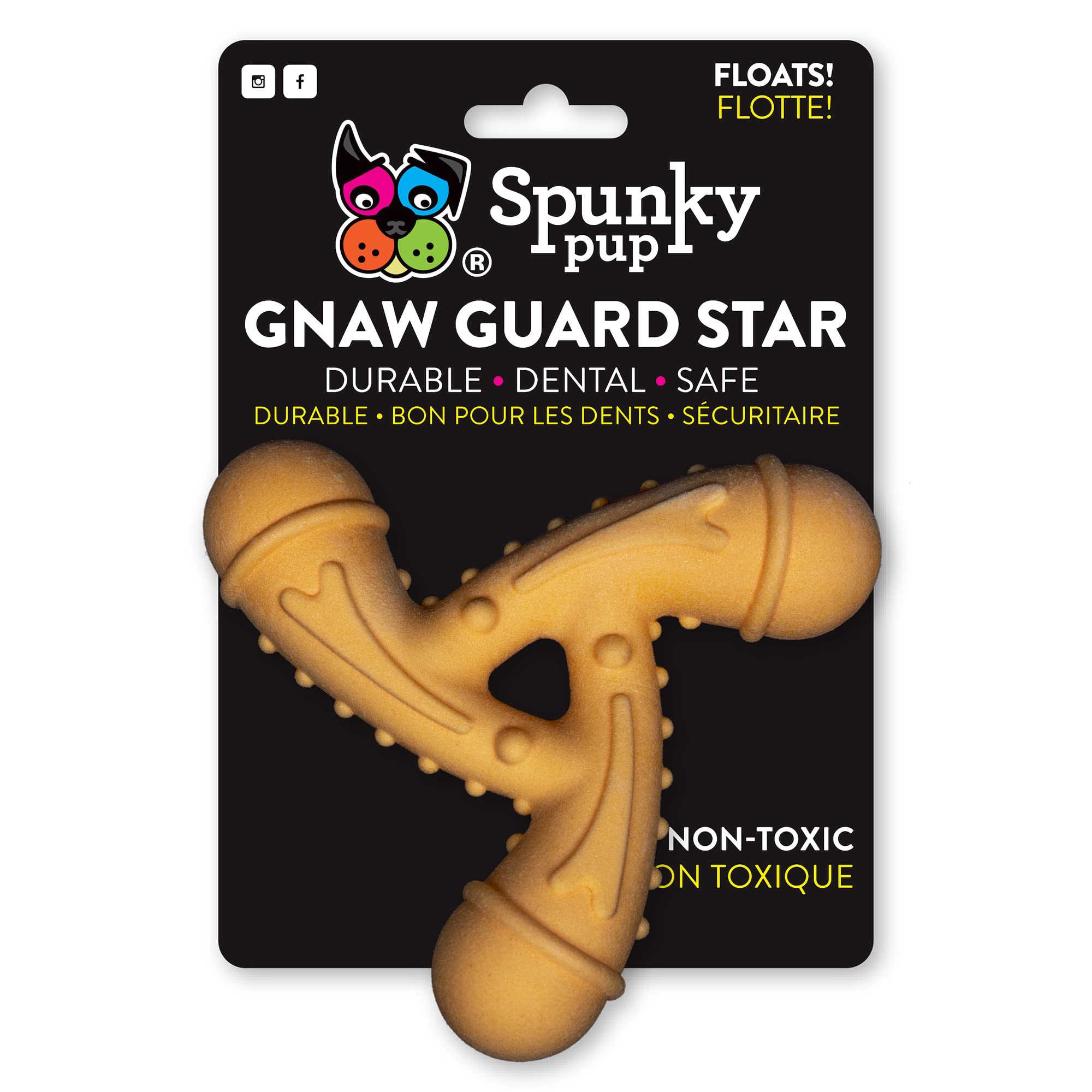 Spunky pup Gnaw Guard Star Dog Toy Dental Texture for Teeth and Gums Indoor & Outdoor Non-Toxic Fetch Toy Waterproof Floats Dishwasher Safe Perfect Toys for Small to Medium Breeds