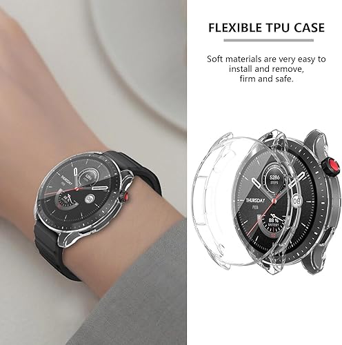 Miniatura 5 de Paquete de 4 protectores de pantalla compatibles con Amazfit GTR 4, carcasa chapada en TPU suave, cubierta completa, compatible con Amazfit GTR4 (no