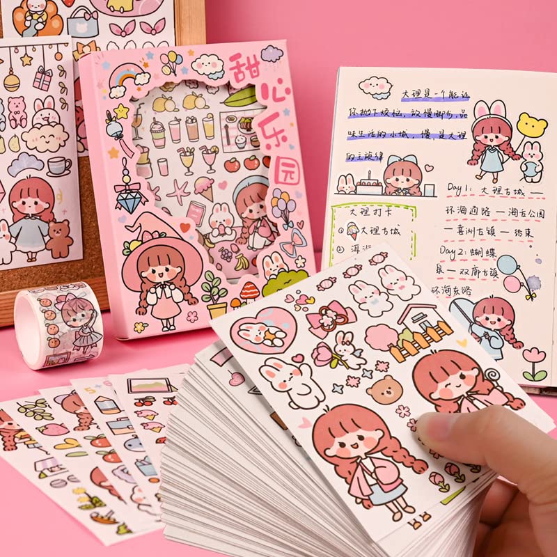 24 Feuilles Stickers Aquarelle Bulles Kawaii VYNZOR - 6 Sets Autocollants Pour Scrapbooking, Journaling, Agendas Créatifs