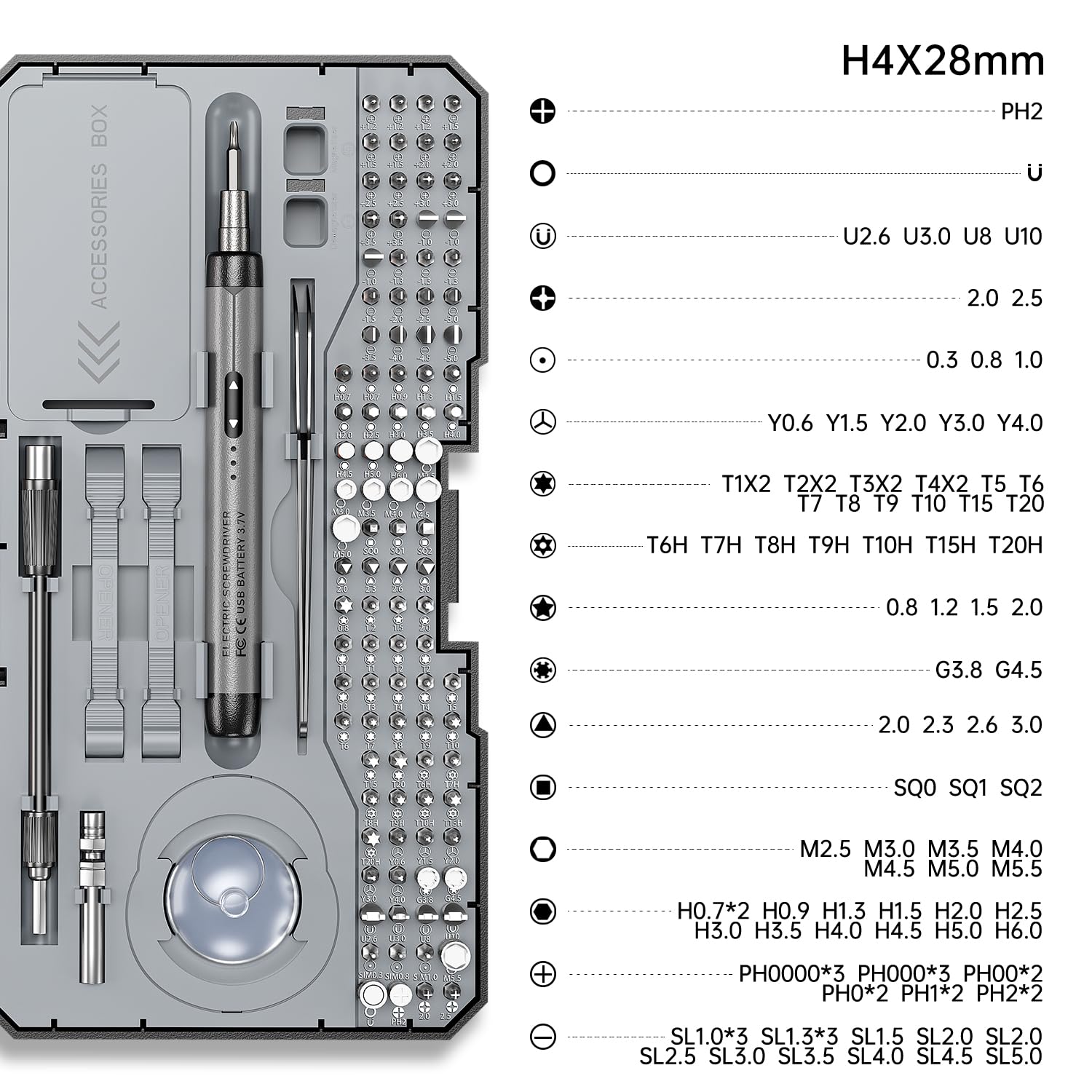 ANVANNA 120 in 1 Electric precision Screwdriver set,Magnetic drill and storage, Mini Electric Screwdriver,Rechargeable, Suitable for mobile phones, Cameras, Laptops, Watches, DIY Repairs - GREY