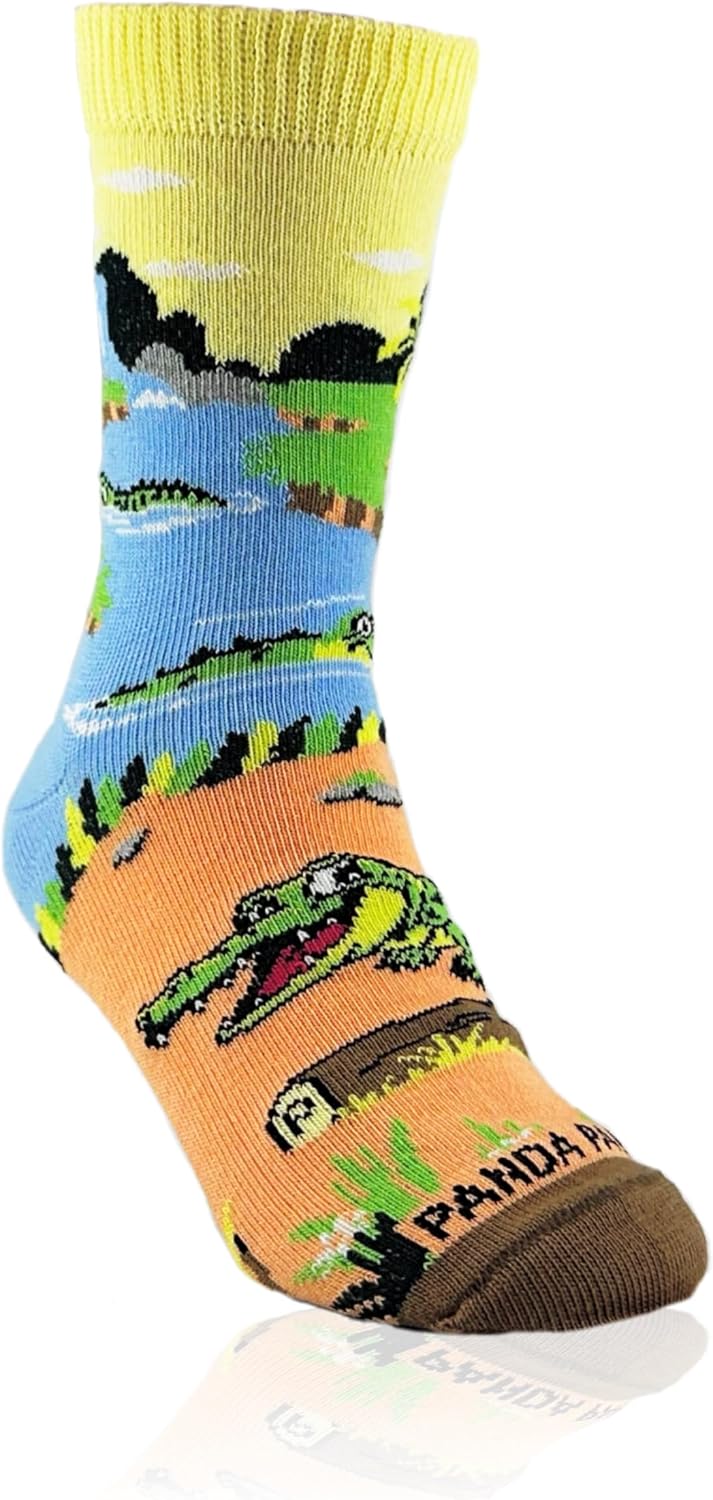 Sock Panda Crocodiles in Paradise Socks, Alligator, Ages 3-7, 85% Peruvian Cotton, Colorful Design