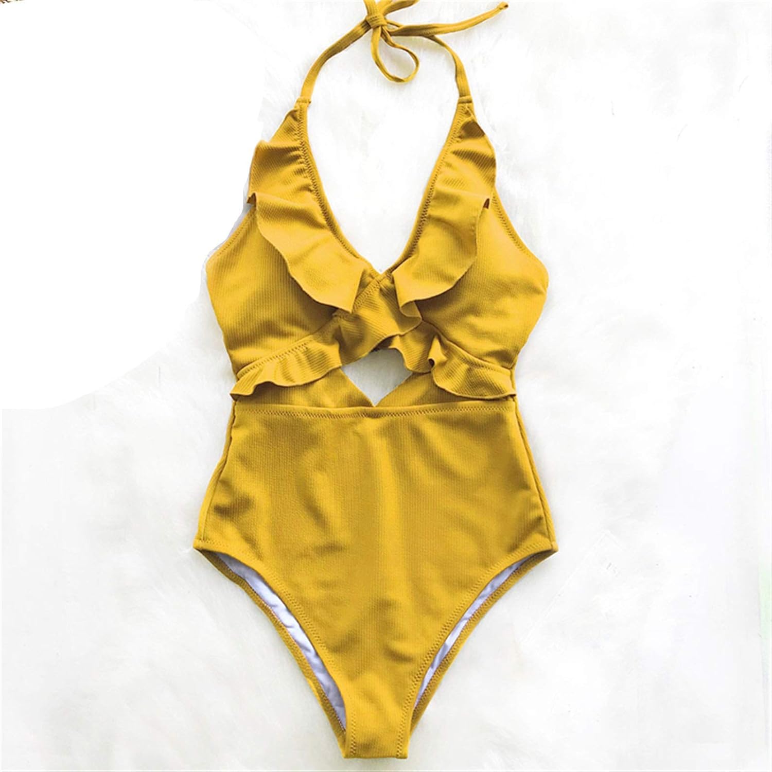 HANRUO Women One Piece Swimwear Lace Up Swimsuit Padded