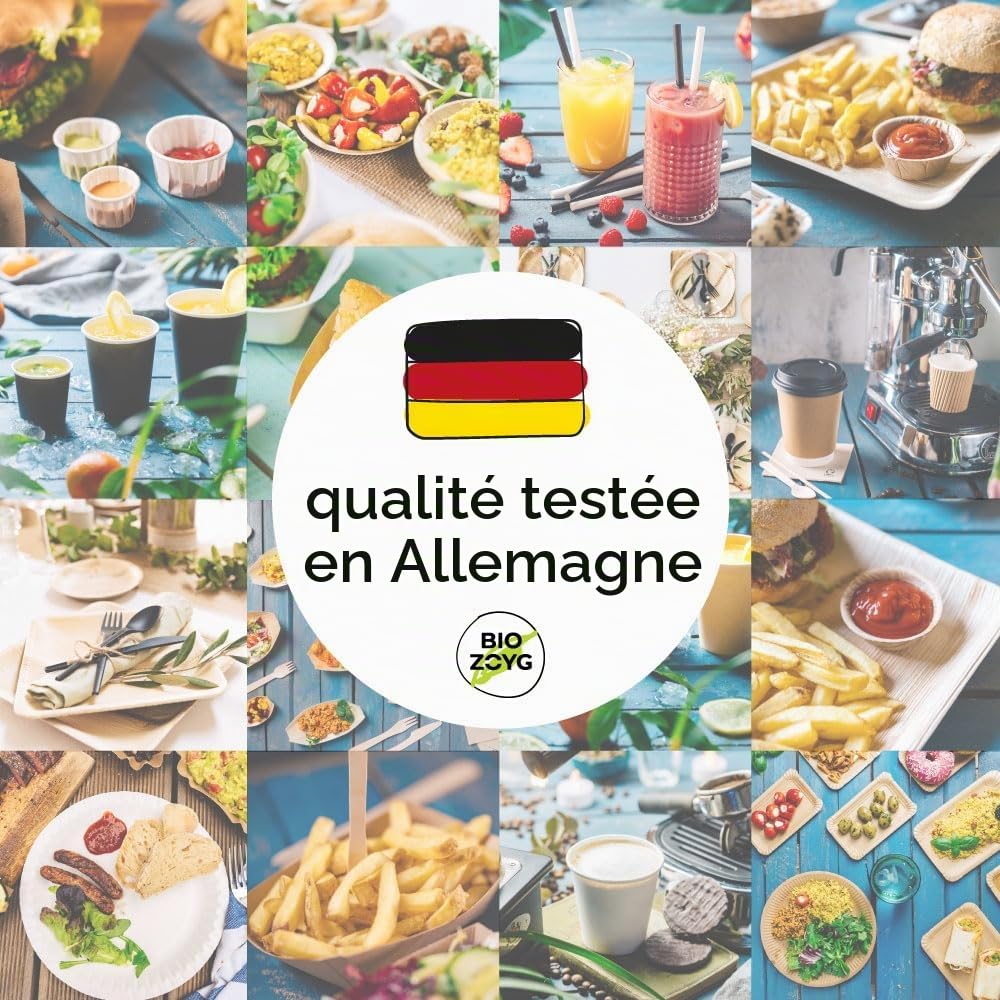 BIOZOYG 100x assiettes en feuille de palmier Ø 23 cm - Assiettes jetables compostables et naturelles - Vaisselle de fête ronde