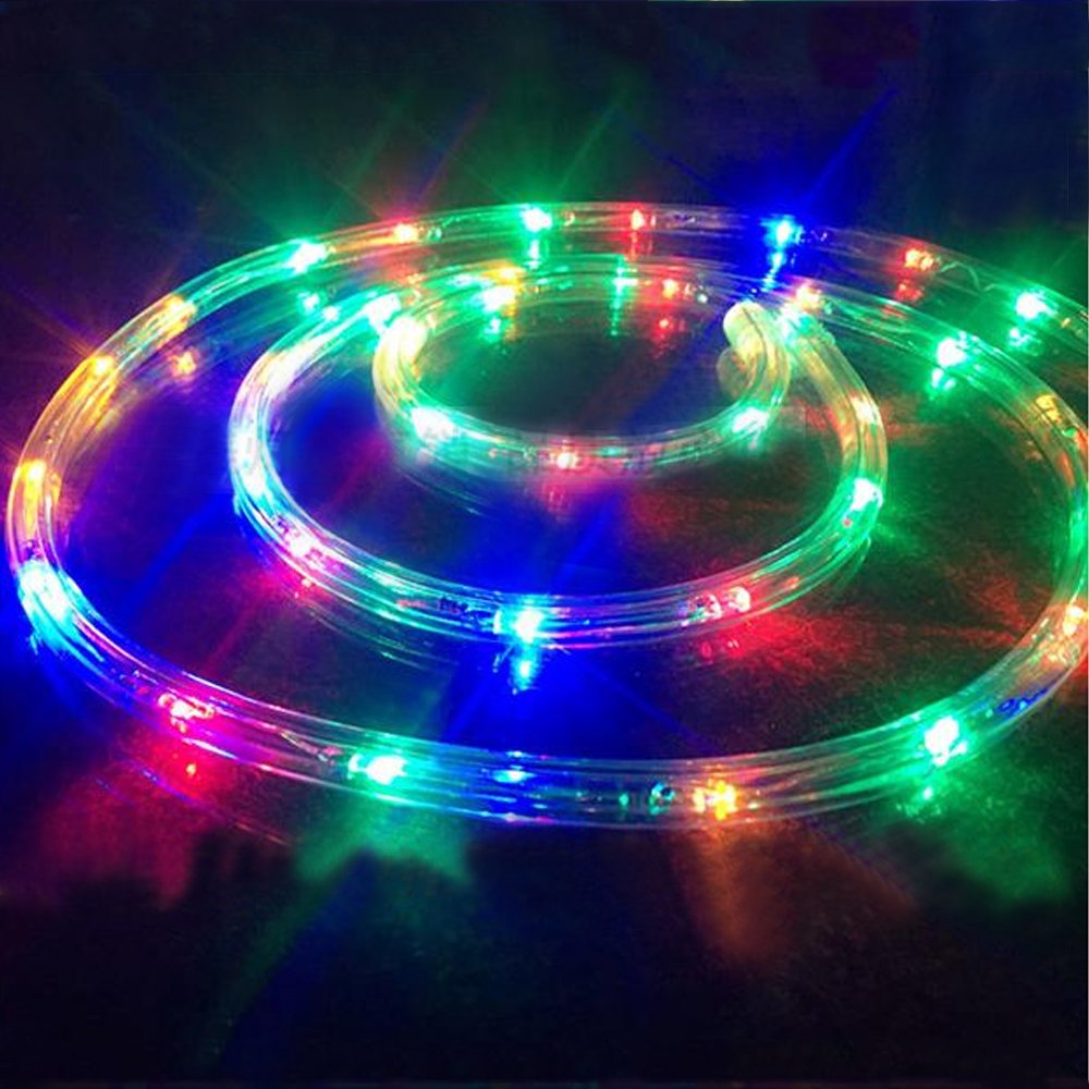 Fiqops Wąż świetlny LED do użytku na zewnątrz, 50 m, wąż świetlny LED z 8 trybami świecenia, wodoodporny, łańcuch świetlny do ogrodu, pomieszczeń, na ogrodzenia, imprezę, wesele, dekoracja, wąż LED do wnętrz, na zewnątrz, kolorowy