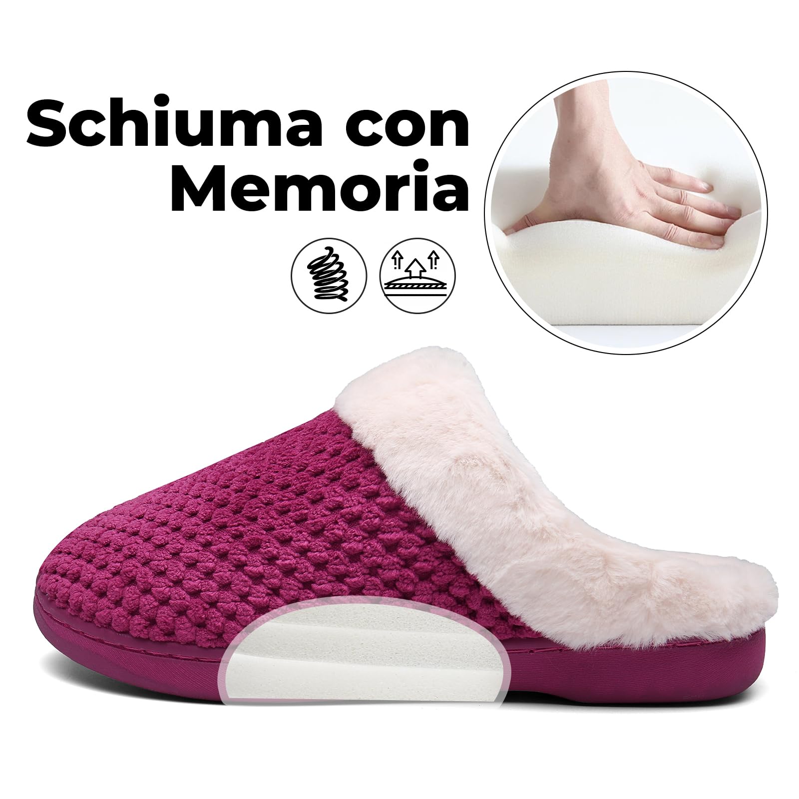 Mishansha Pantofole Donna Uomo Memory Foam in Caldo Cotone Scarpe da Casa