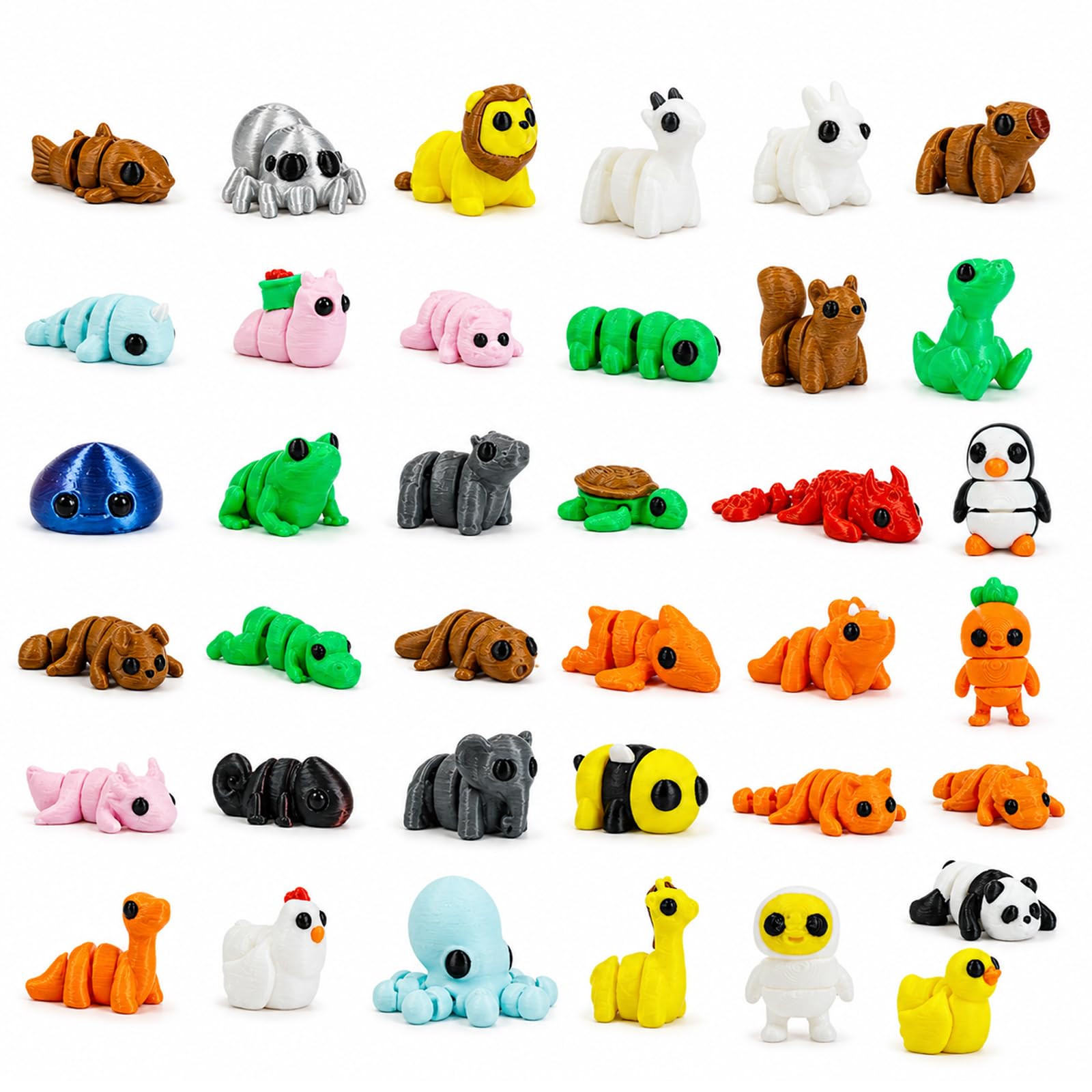 BeoTnp 37 Pcs 3d Printed Animals, Mini Animals, 3d Cute Fidgets, Cute Party Favors, Goodie Bag Stuffers, Gifts for Adults Office Desk Decoration Carnival Prizes Rewards, Birthday Gifts