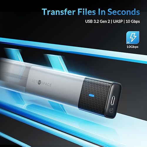 Miniatura 6 de Carcasa SSD sin herramientas, carcasa SSD SETMSPACE M.2 NVME USB C 10Gbps, carcasa NVME de aluminio PCIe M-Key a USB C, carcasa externa M.2 solo