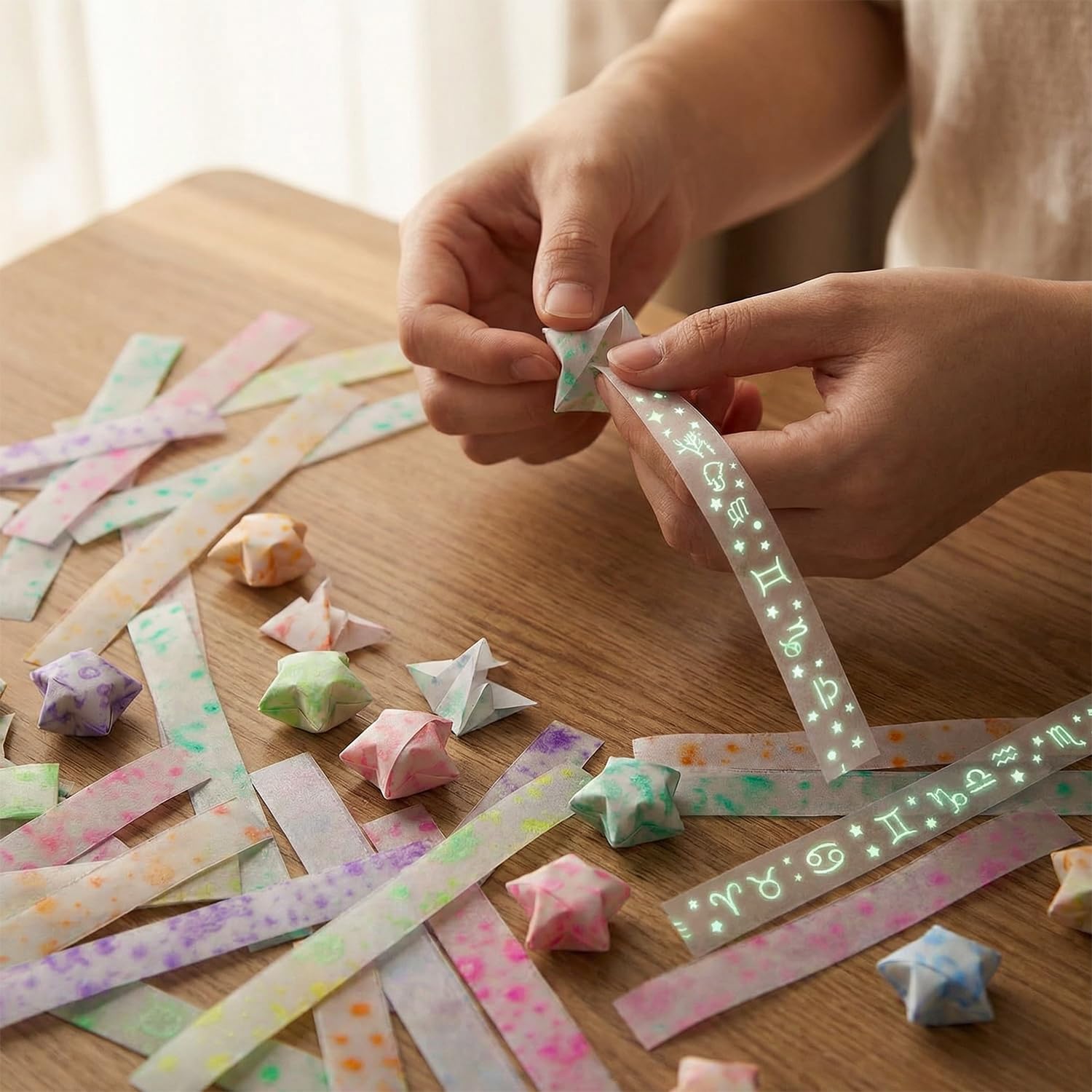 Papel de origami brillante en la oscuridad 510 hojas estrellas decoración