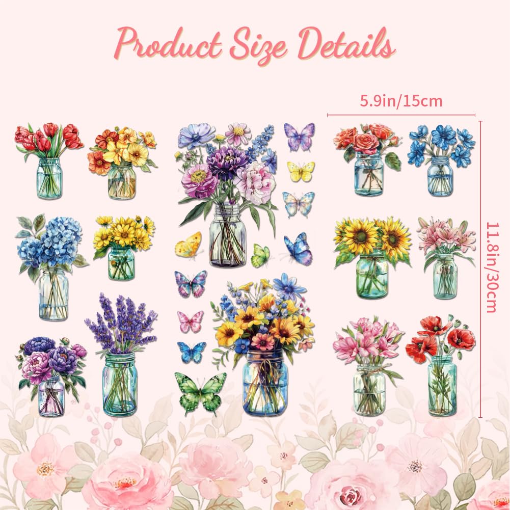 Peacoblue Blue Rub on Transfers for Crafts 3Pcs Vase Plant 15cmx30cm - Image 2