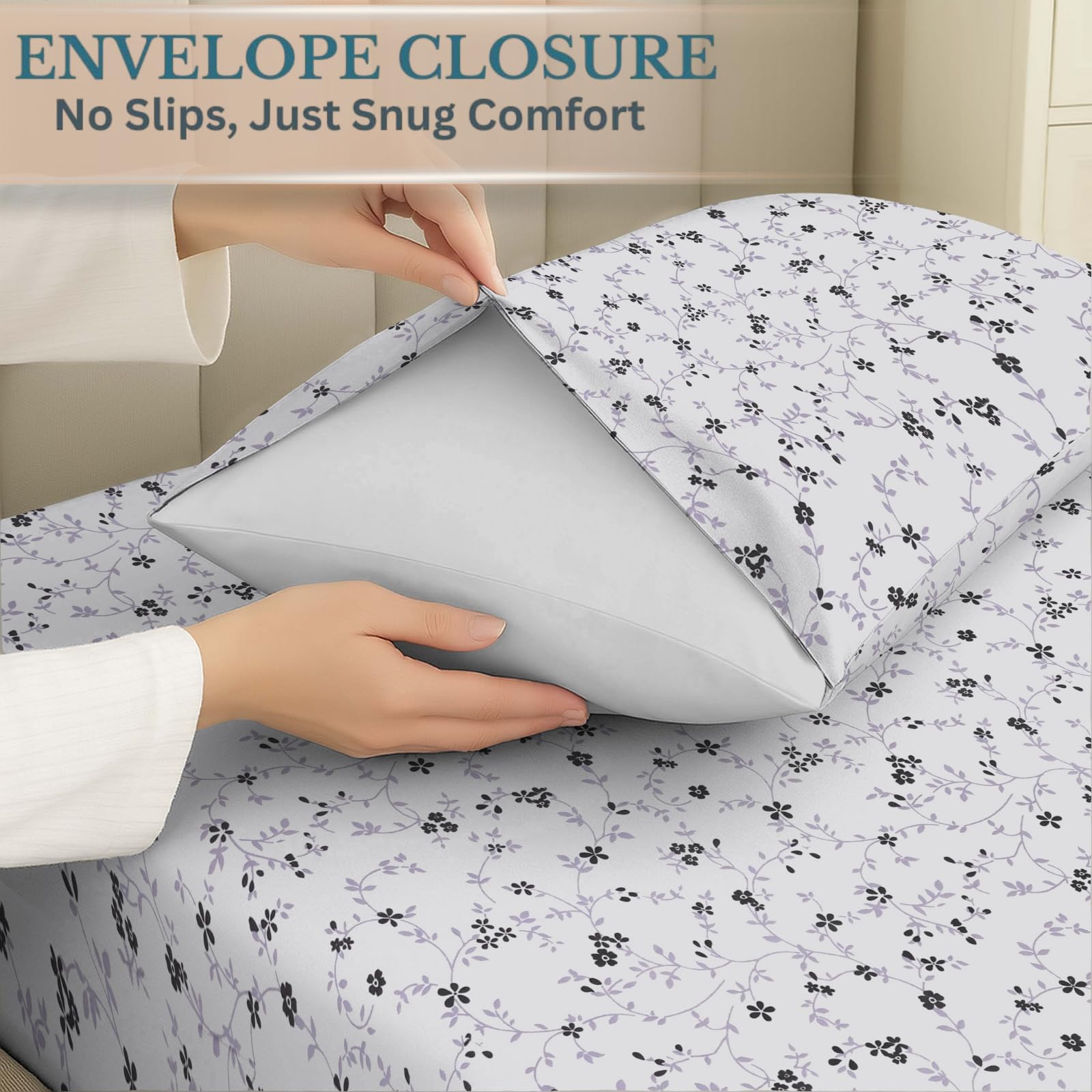 EverSoft Bedding Pack of 4 Pillowcases 50x75cm Soft Pillow Cases, Wrinkle Free Easy Care Pillow Covers - Image 3