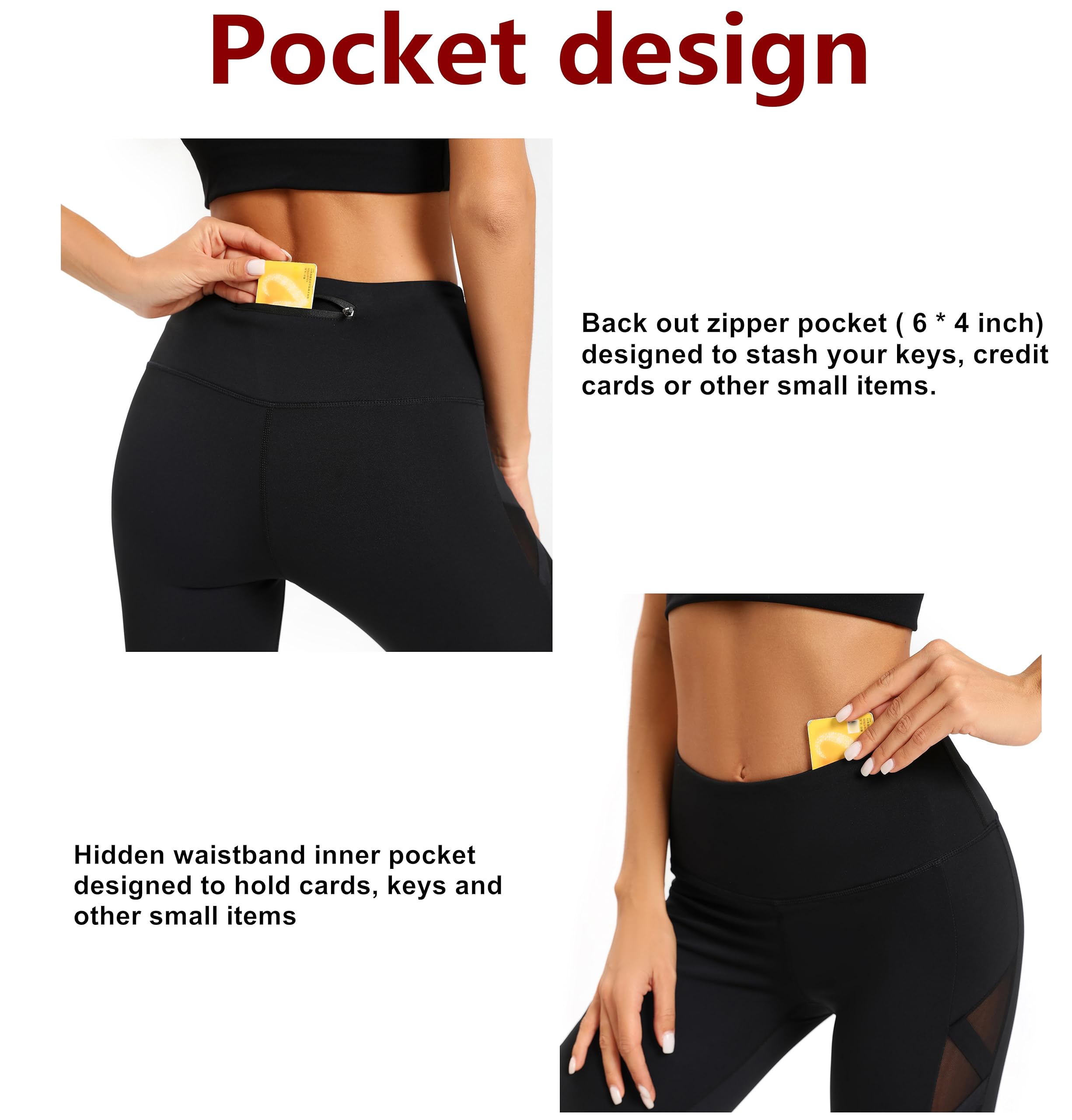 Leggings Sportivi Donna a Vita Alta Contenitivi Pantaloni Yoga con Inserti in Rete Laterali Pantaloni Fitness per Palestra Corsa e Allenamento