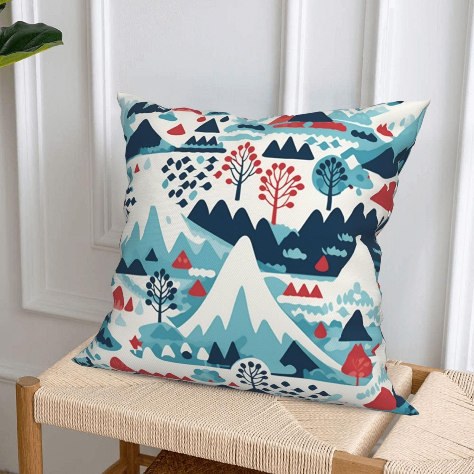 Fundas de Cojines Juego de 4 45x45cm Funda Cojin Lino Navidad Cojines Decoracion Árbol Fundas de Cojín Cuadradas Impresión Doble Cara con Cremallera Oculta,para Sofá Cama Decoración Hogar18x18in
