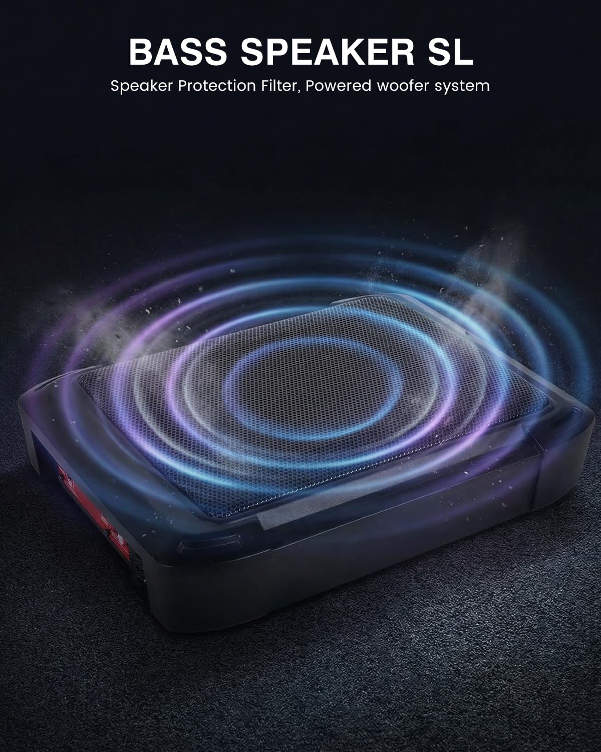 Ultraflacher Auto-Subwoofer, geeignet für Auto/Truck, mit integriertem Verstärker, unter den Sitzen montierbar, maximale Leistung 1000 W, kompakter Subwoofer