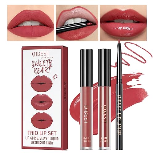 Miniatura 8 de MAEPEOR Kit de labios todo en uno, 3 en 1, delineador de labios suave y lápiz labial con lápiz labial líquido de terciopelo mate, brillo labial