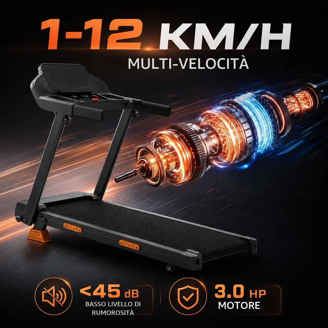 LONTEK Tapis Roulant Salvaspazio con Inclinazione 15% | Tapis Roulant Elettrico 12KM/H, Tapirulan Pieghevole da Casa con 3.0 HP e Display LED, MAX 136KG