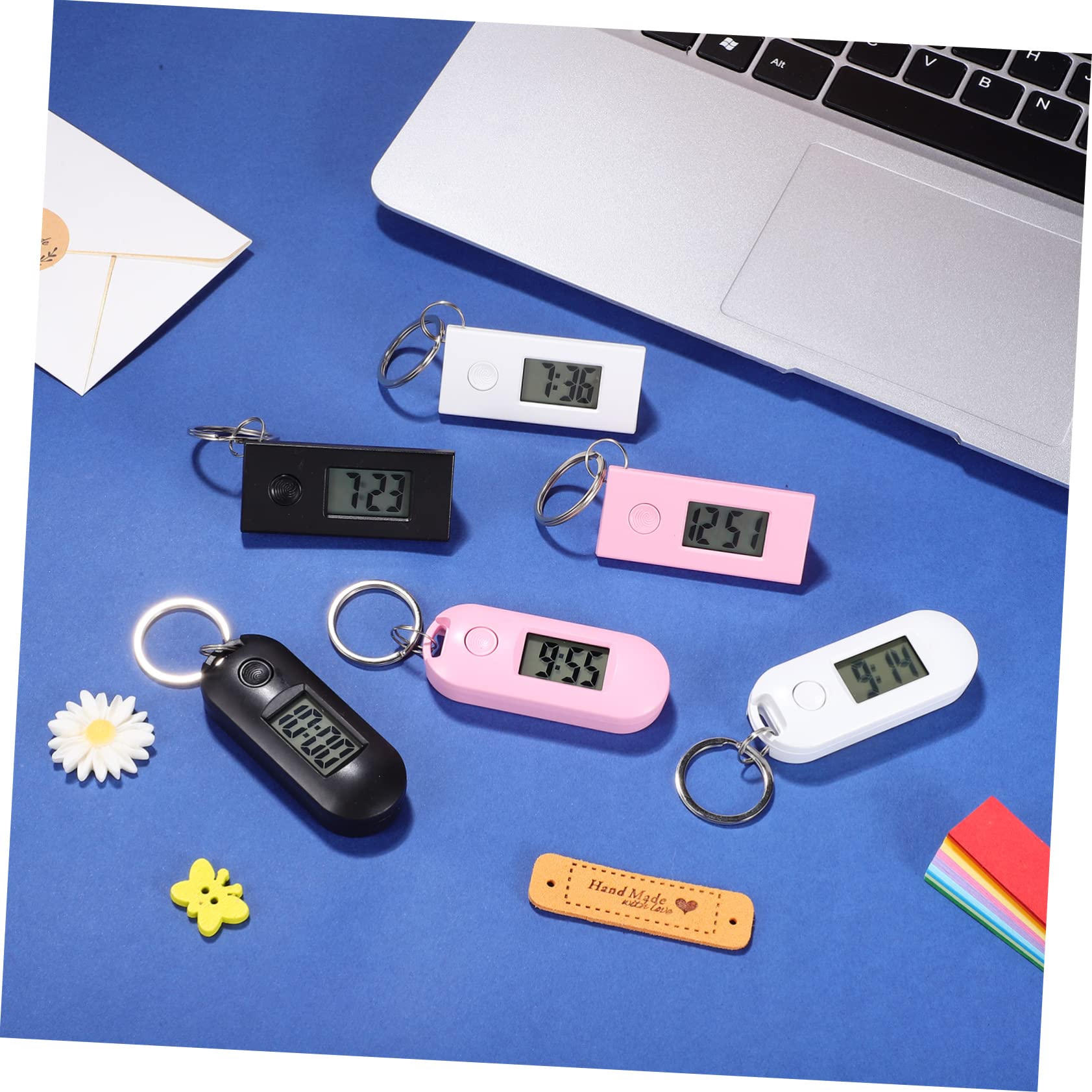 LIFKOME 6 Relojes de Bolsillo Digitales Llavero, Pequeños y Portátiles, Material Abs Plástico, Ideales para Exámenes y Uso Médico Profesional