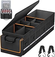 GDNasist Collapsible Car Trunk Organizer with Leakproof 35L Cooler Bag, 6 Removable Dividers, Lid & Secure Straps for SUV Storage