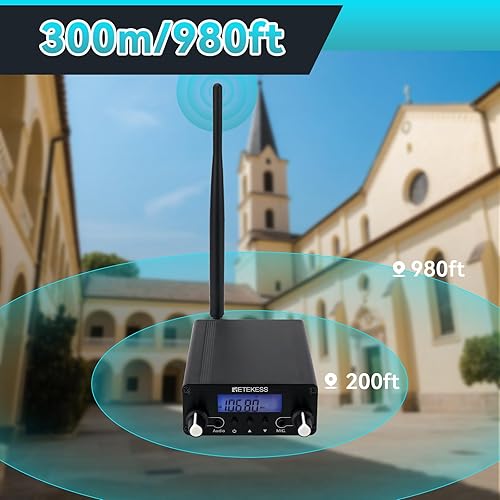 Miniatura 3 de Retekess TR508 Transmisor FM para Iglesia, Transmisor de Radiodifusión FM, Estación Estéreo de Radio FM de Largo Alcance con Conector de Audio de
