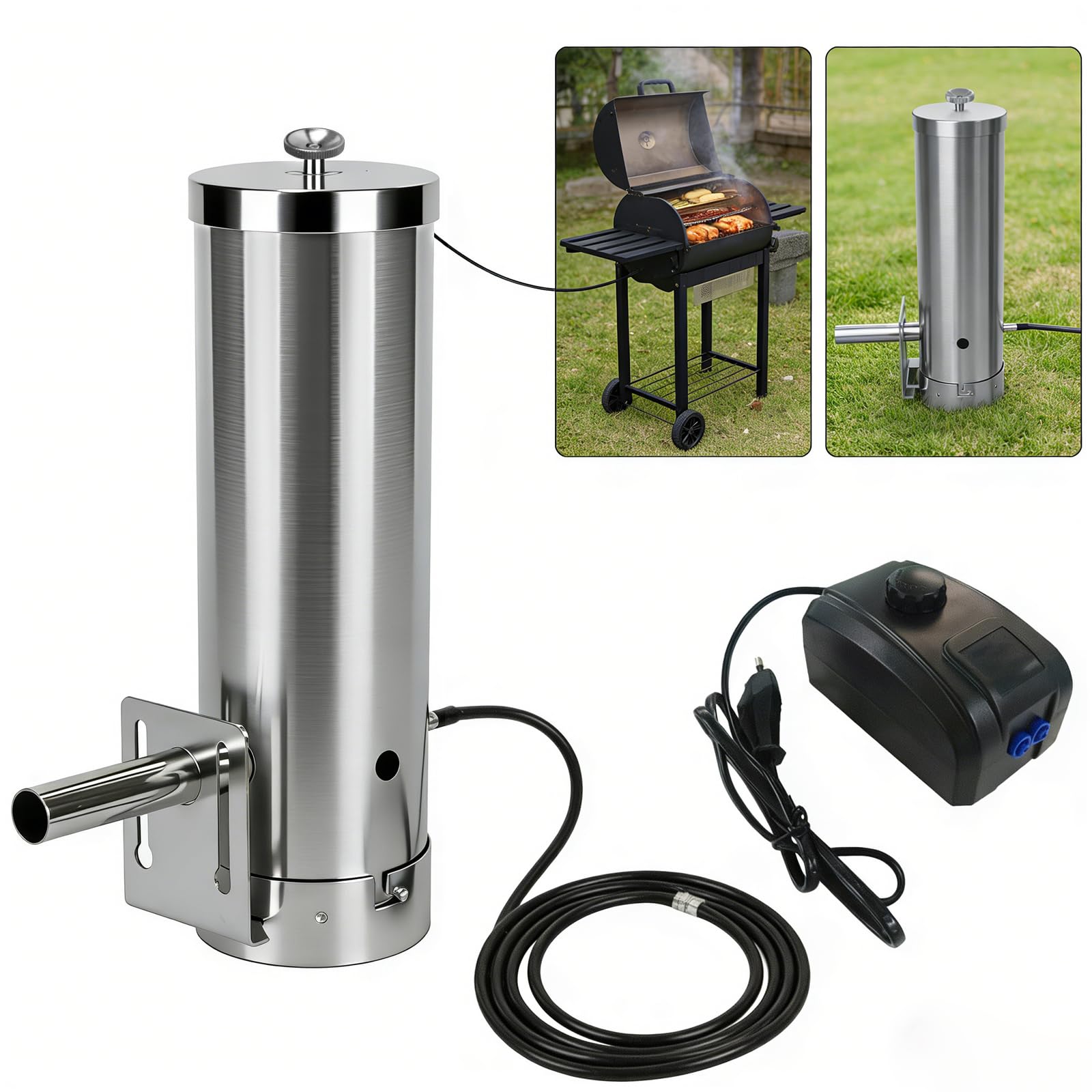 Kaltrauchgenerator aus Edelstahl, Raucherzeuger für Räucheröfen Smoker mit Pumpe, Edelstahl Kaltrauchgenerator für Räucherofen Kaltraucherzeuger Smoker Raucherzeuger BBQ Rauch-Erzeuger