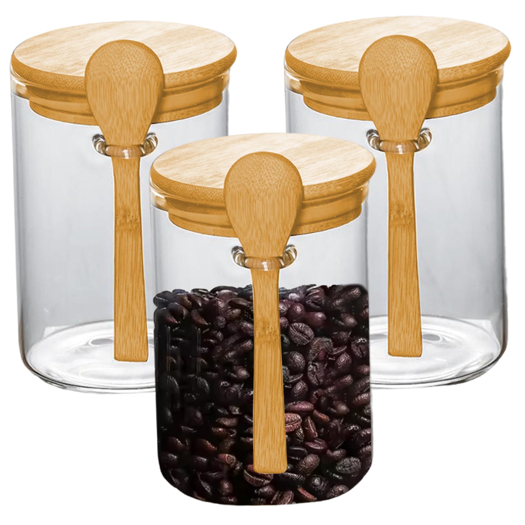Tarros de cristal reutilizables de 600 ml con cuchara para solucionar el desorden de especias