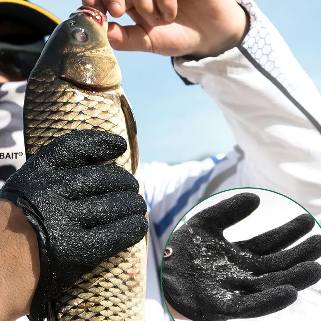 1 par Guantes impermeables para pesca y caza, resistentes a cortes y pinchazos, con 2 cierres magnéticos, para manipular lucio, siluro y lucioperca con seguridad