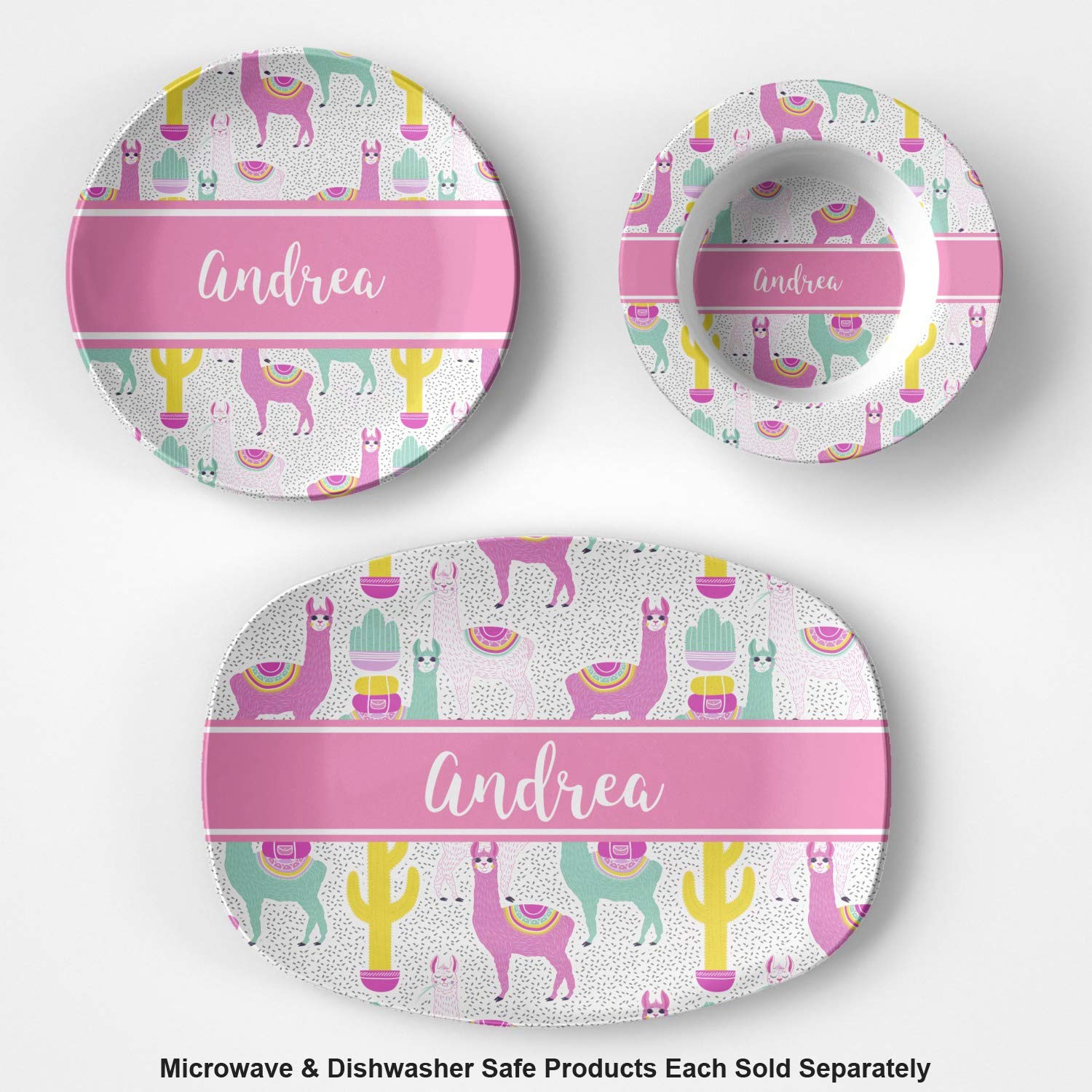 Personalized Llamas Plastic Bowl - Microwave Safe - Composite Polymer