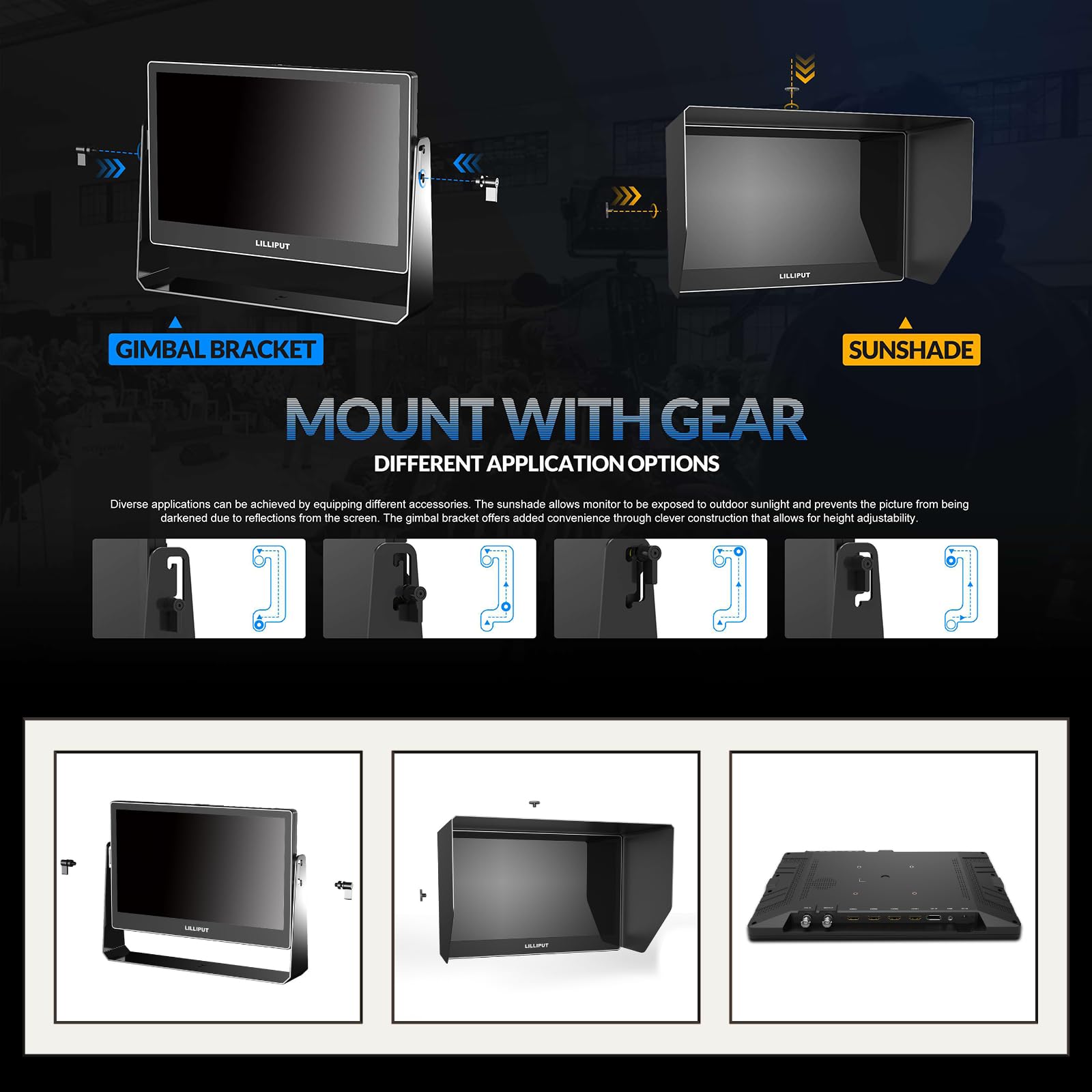 LILLIPUT A13 400 nits 13,3 pulgadas OLED Camera Field Monitor 4K HDMI Entrada/Salida Full HD 3840×2160 IPS Cámara Monitor Pertenece Video Peaking Multivista Focus Assist