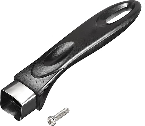 MECCANIXITY Mango de repuesto para cacerola, color negro, 7.008 in, 7 pulgadas, con tornillo, antiadherente, utensilios de cocina, mango de acero