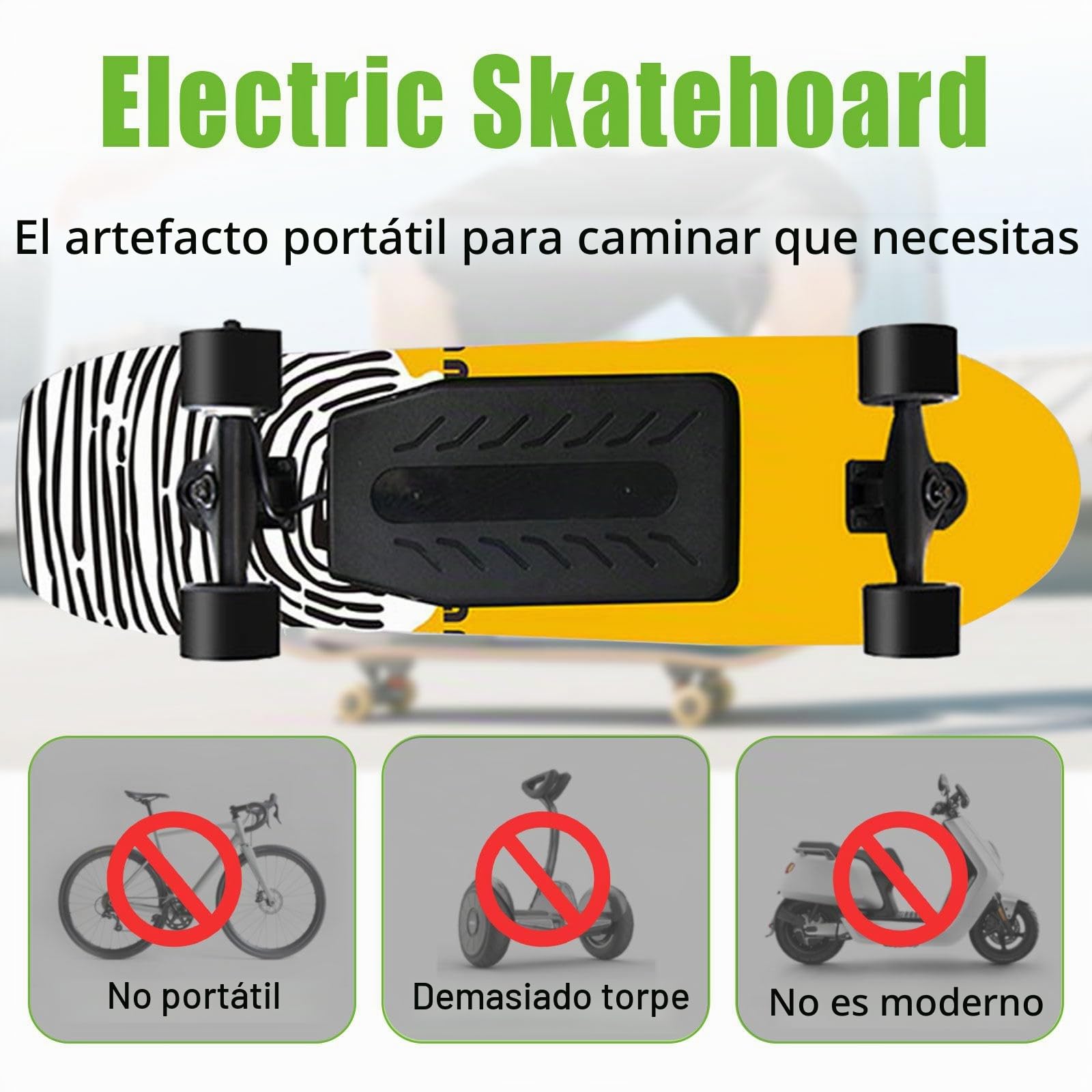 Monopatín eléctrico para Adultos y Adolescentes, Motor 170W / 340W / 450W / 1000W, 4 Modos de Velocidad,Mando a Distancia con Mando inalámbrico, para Principiantes Single-Drive-26km