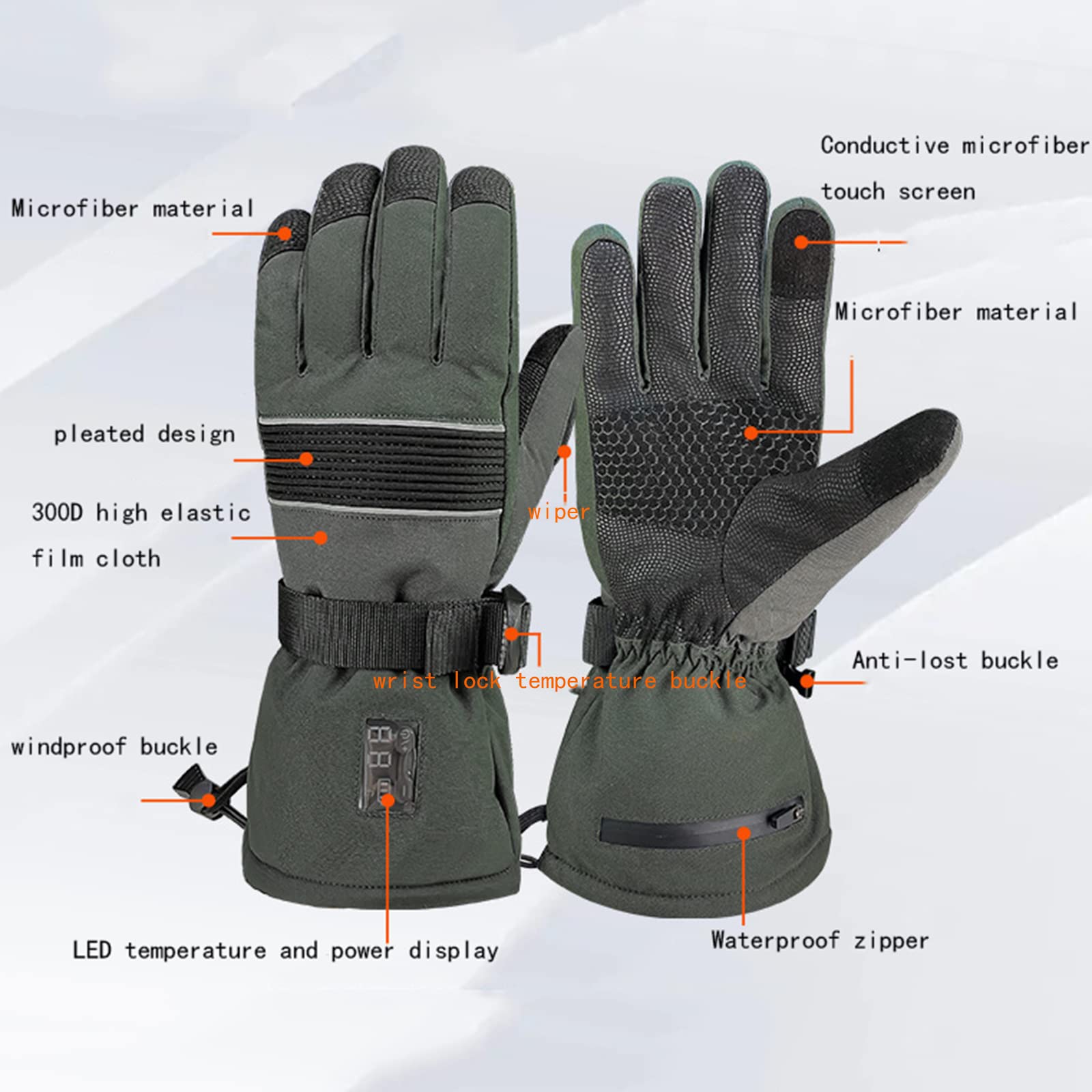 CHEWYNP Guantes térmicos para Hombres y Mujeres Guantes de Bicicleta eléctrica, Guantes térmicos con Dedo de Pantalla táctil, Guantes térmicos Calentadores de Manos para Motociclismo, Esqu