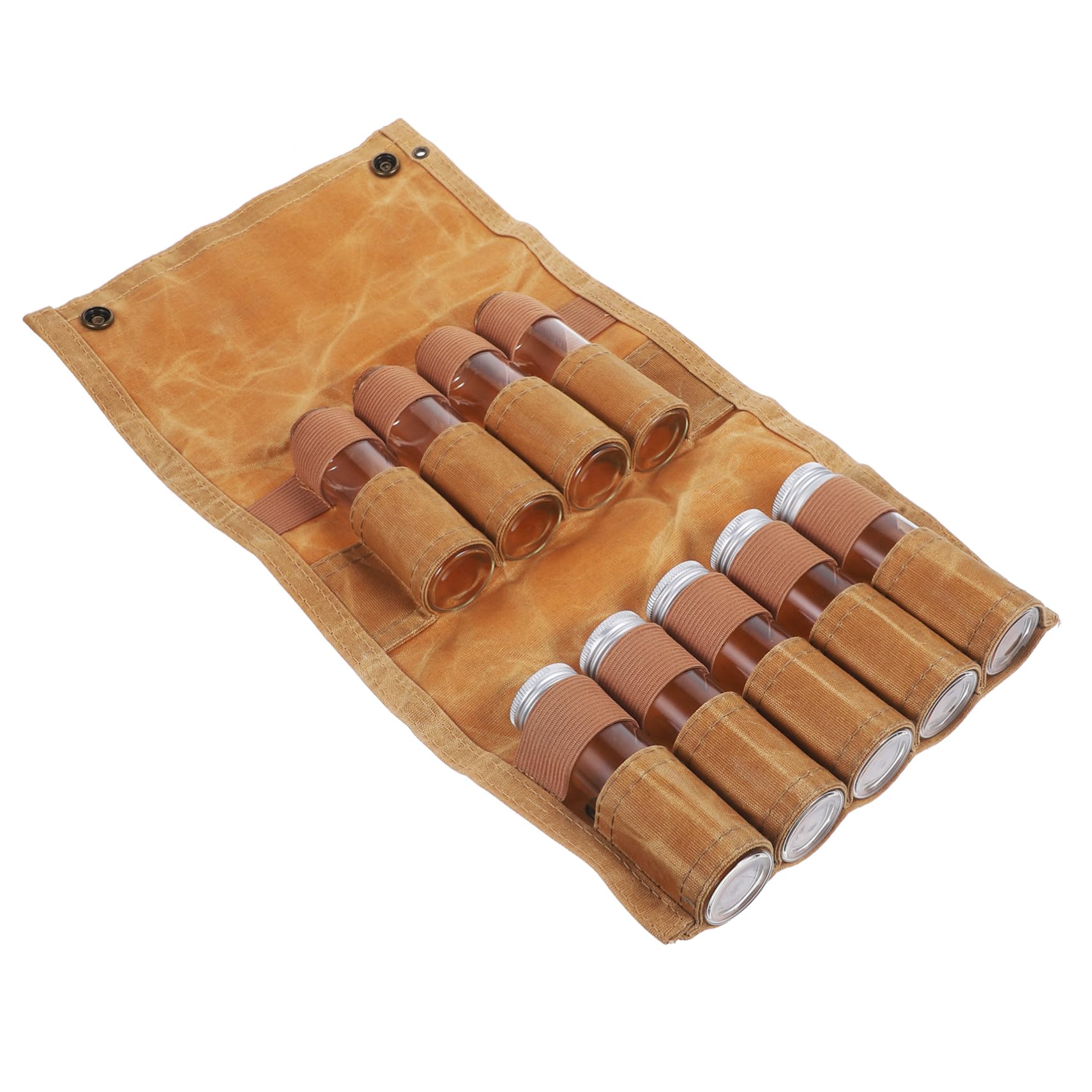 DECHOUS Borsa Porta Spezie da Campeggio Pieghevole in Canvas, 9 Bottiglie in Vetro, Pratica e Multiuso per Escursioni e Giardinaggio
